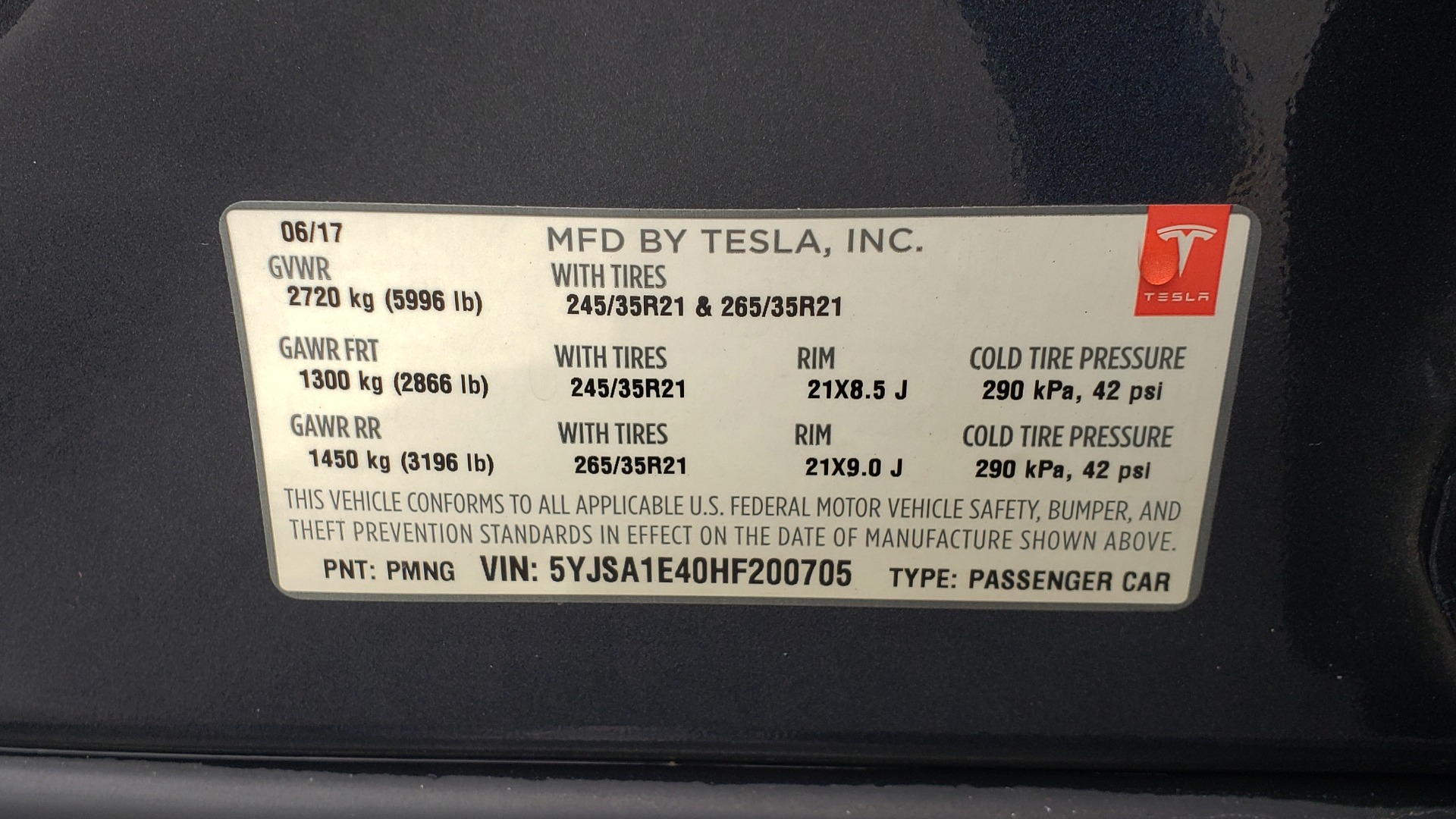 Used 2017 Tesla MODEL S P100D LUDICROUS PERF / PREM / TECH / AUTO PILOT for sale Sold at Formula Imports in Charlotte NC 28227 94