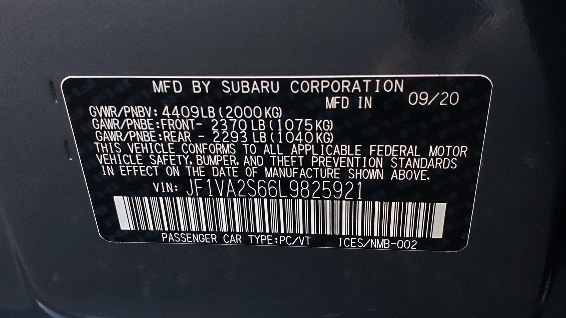 Used 2020 Subaru WRX STI 2.5L TURBO / 6-SPEED MANUAL / RECARO SEATS / REARVIEW for sale Sold at Formula Imports in Charlotte NC 28227 97