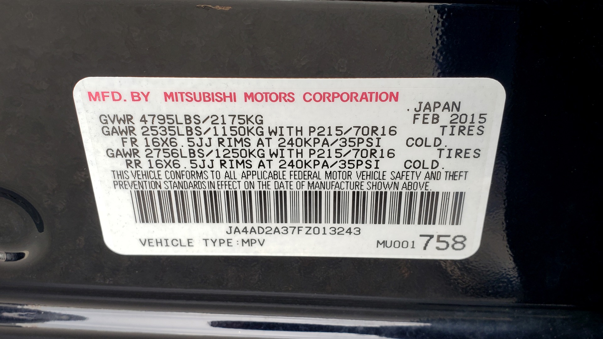 Used 2015 Mitsubishi OUTLANDER ES 2.4L SUV / CVT / FWD / KEYLESS ENTRY / 16-IN WHEELS for sale Sold at Formula Imports in Charlotte NC 28227 72