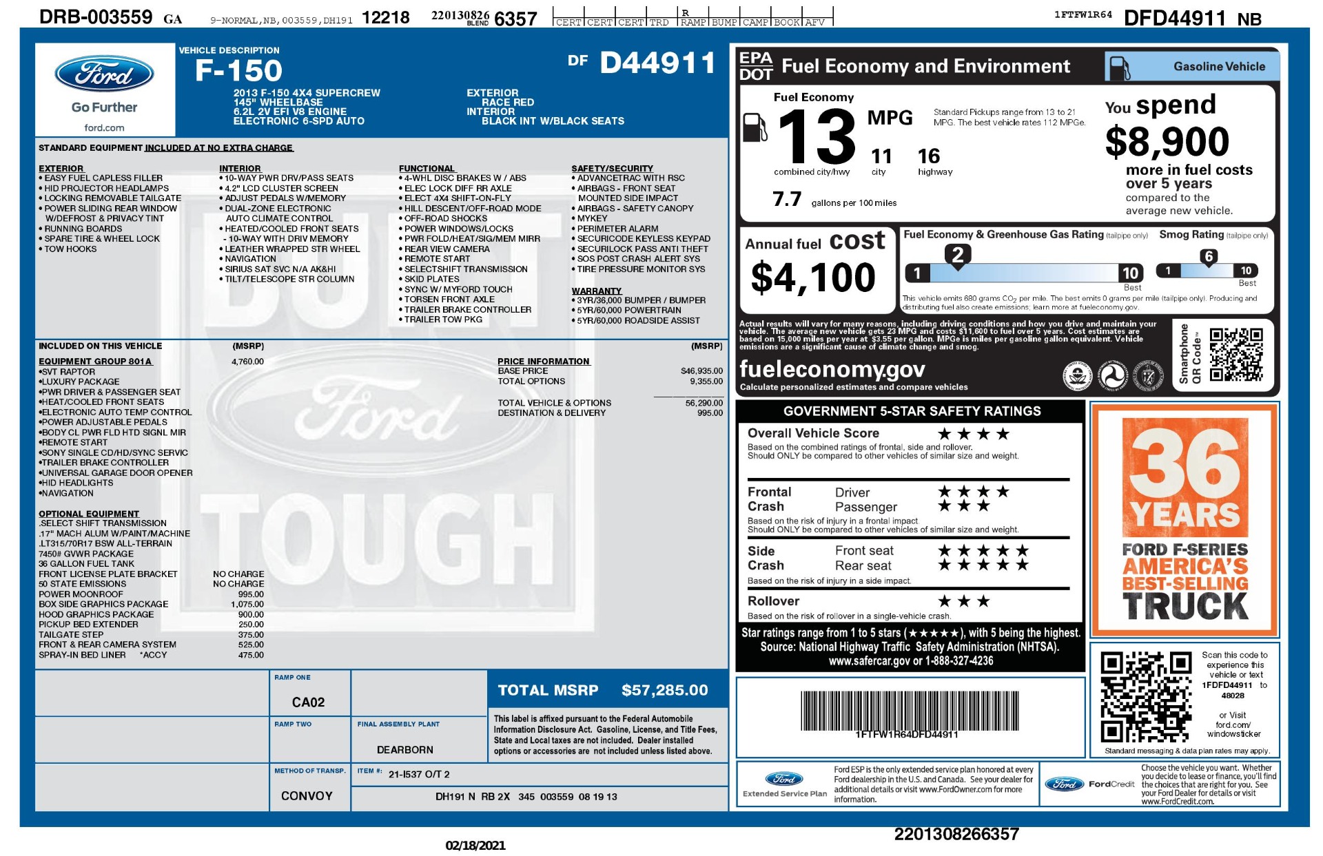 Used 2013 Ford F-150 SVT RAPTOR 4X4 SUPERCREW / 6.2L V8 / 6-SPD AUTO / NAV / LUX PKG for sale Sold at Formula Imports in Charlotte NC 28227 103
