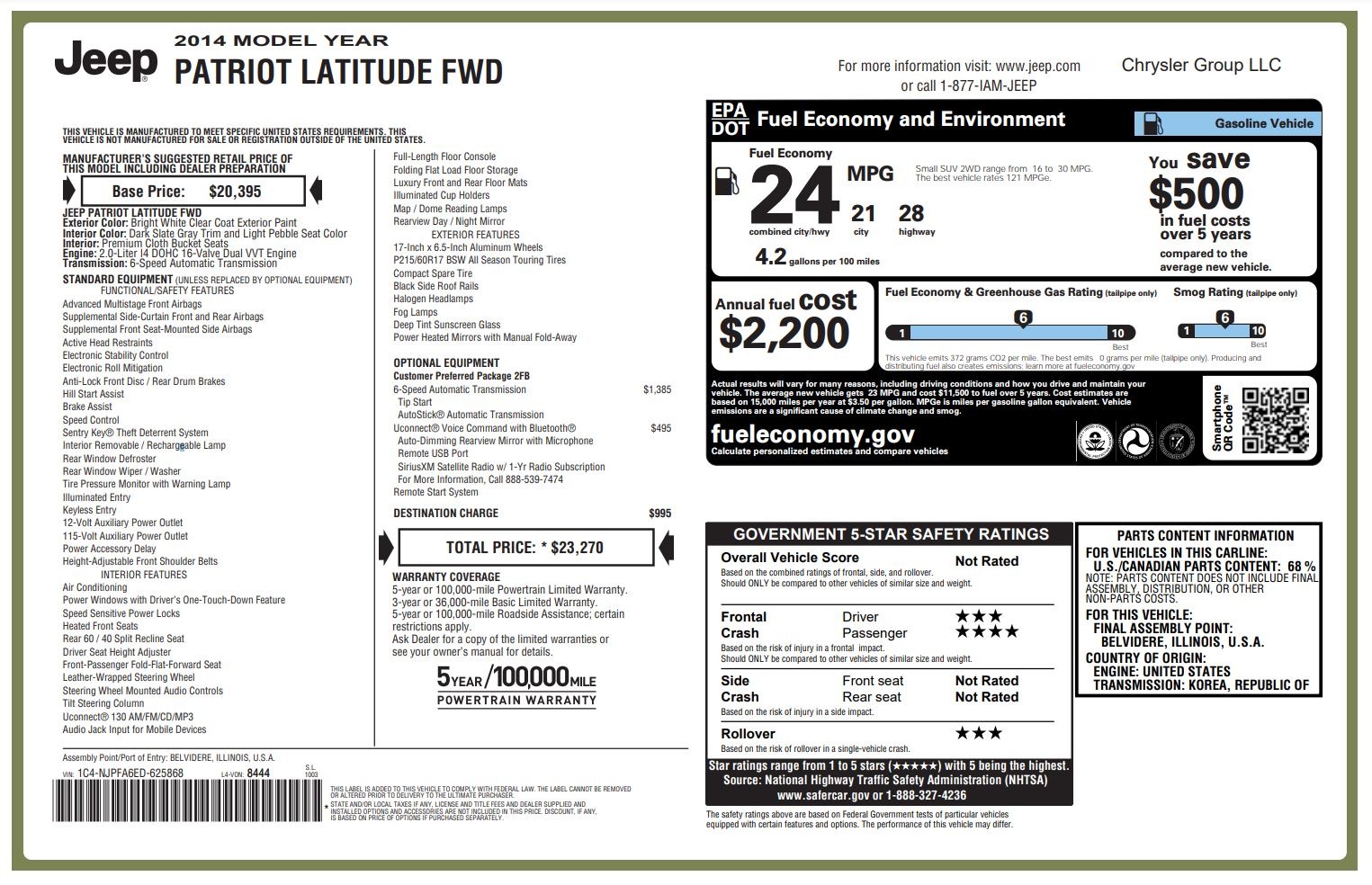 Used 2014 Jeep Patriot Latitude for sale Sold at Formula Imports in Charlotte NC 28227 57