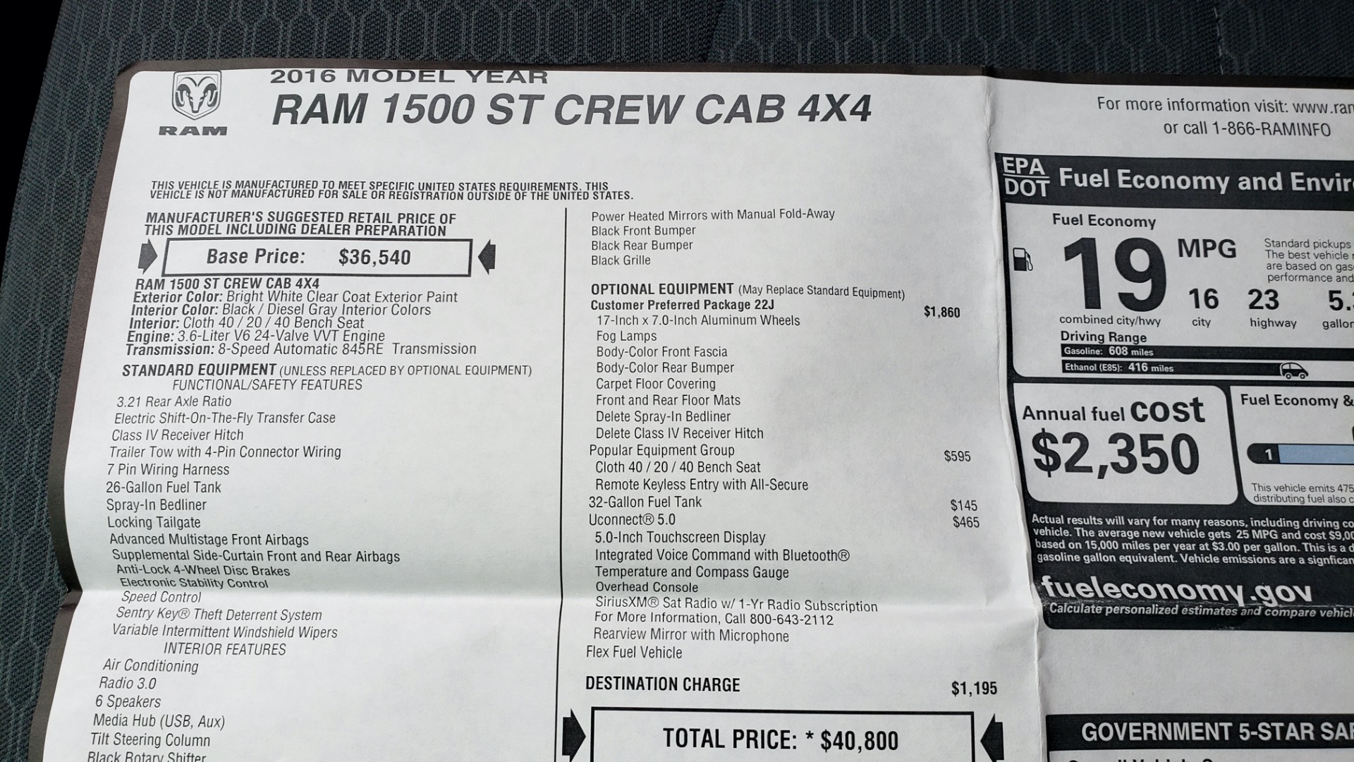 Used 2016 Ram 1500 EXPRESS / CREW CAB / 4X4 / BED LINER / 32-GALLON TANK for sale Sold at Formula Imports in Charlotte NC 28227 76