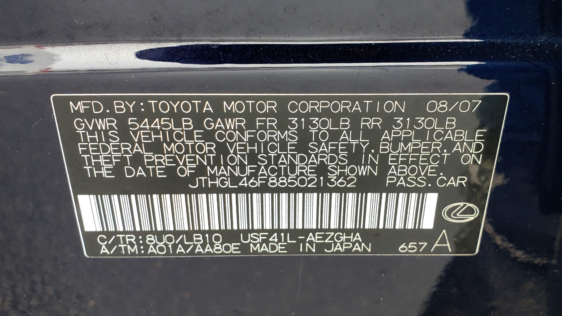 Used 2008 Lexus LS 460 LWB LUXURY SEDAN / MARK LEVINSON / INT PARK ASST / REARVIEW for sale Sold at Formula Imports in Charlotte NC 28227 91