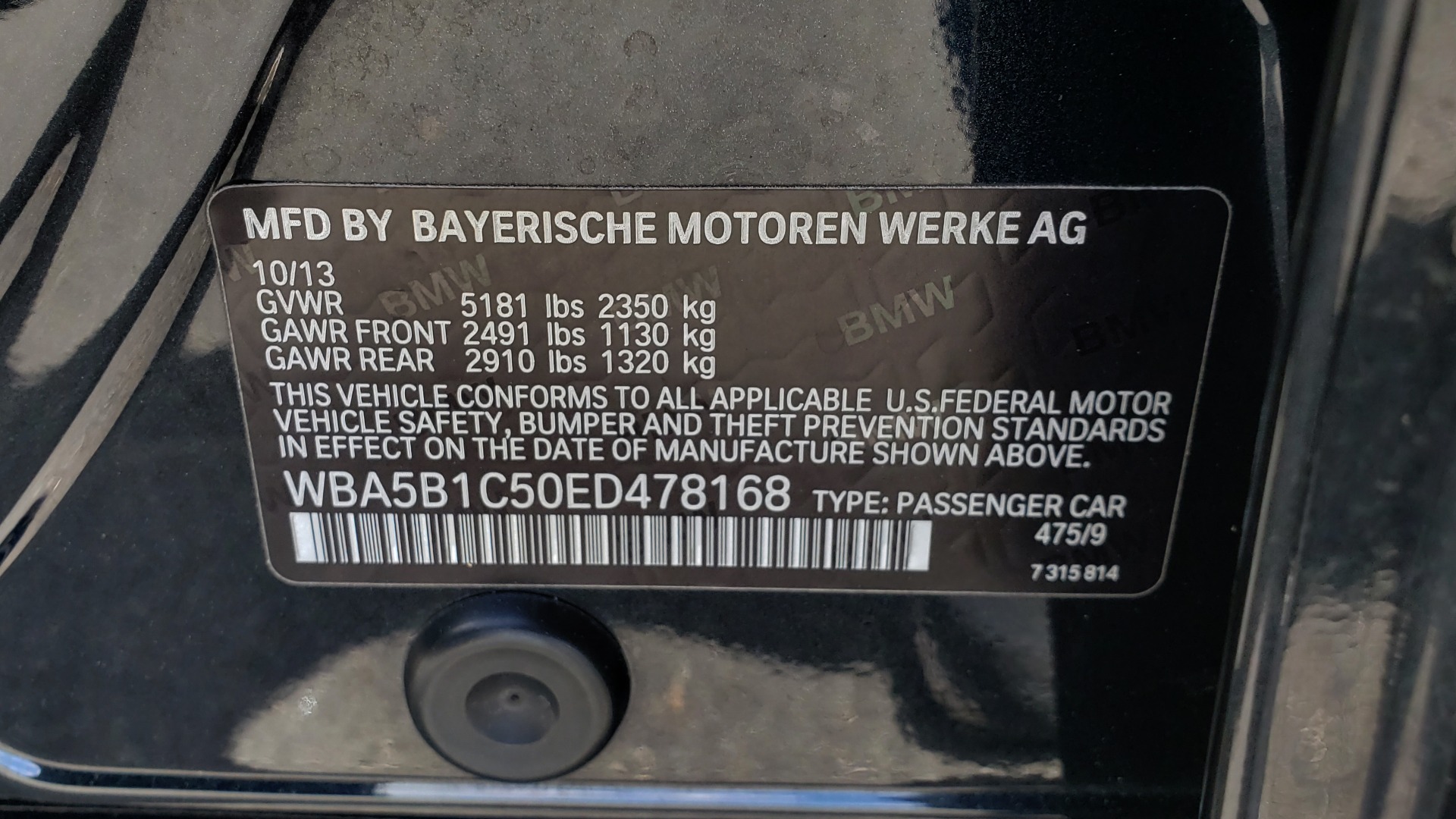 Used 2014 BMW 5 SERIES 535I PREMIUM / HUD / NAV / HTD STS / SUNROOF / REARVIEW for sale Sold at Formula Imports in Charlotte NC 28227 88