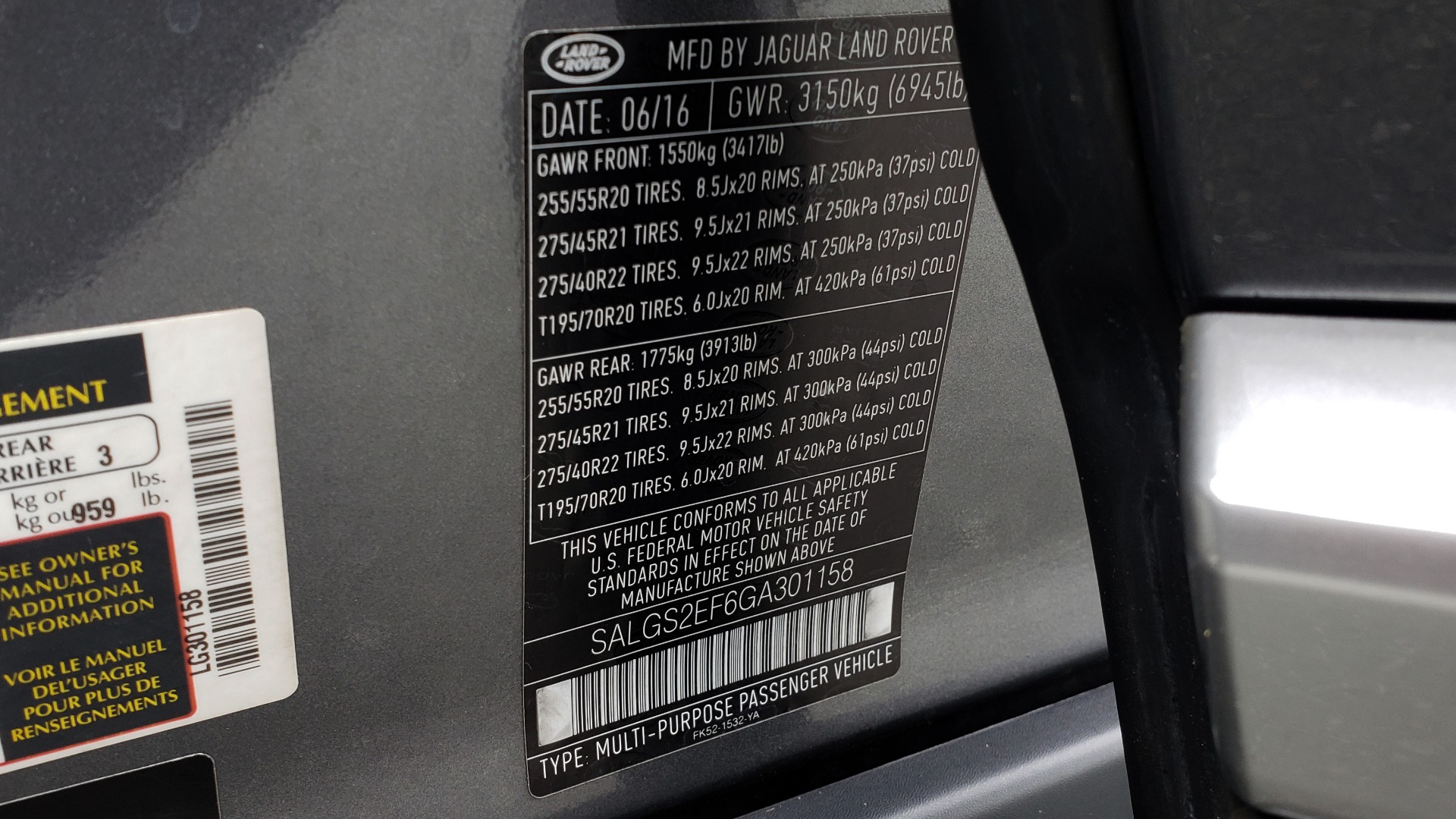 Used 2016 Land Rover RANGE ROVER SUPERCHARGED V8 / NAV / PANO-ROOF / MERIDIAN SND / REARVIEW for sale Sold at Formula Imports in Charlotte NC 28227 96