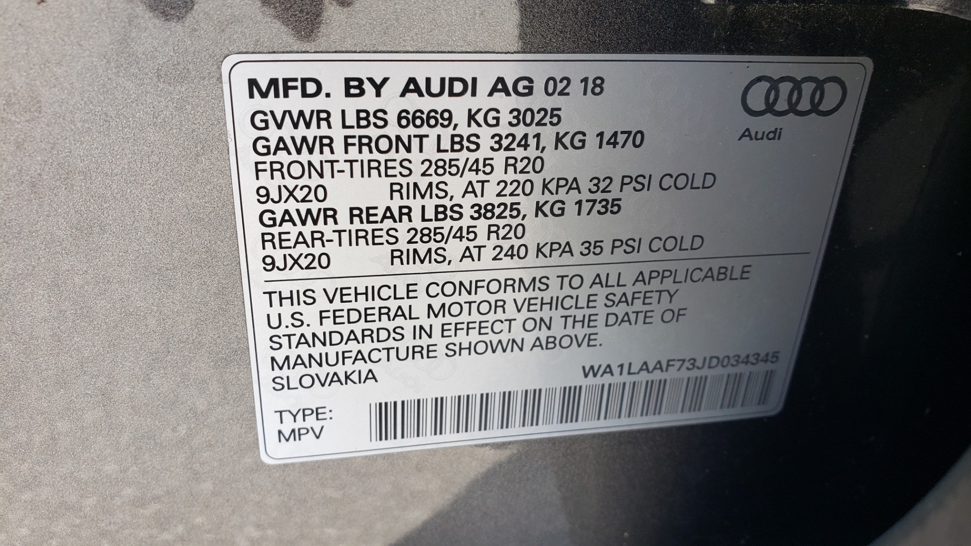 Used 2018 Audi Q7 PREMIUM PLUS TIPTRONIC / NAV / SUNROOF / VISION PKG / CLD WTHR / REARVIEW for sale Sold at Formula Imports in Charlotte NC 28227 88