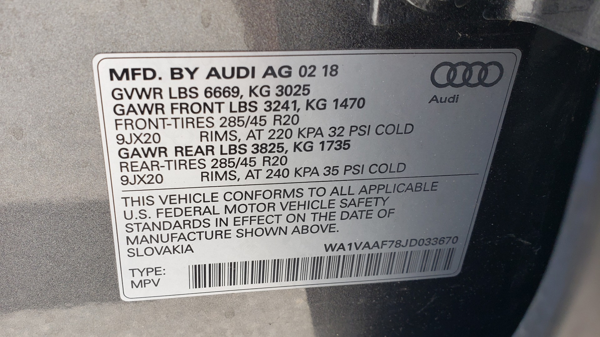 Used 2018 Audi Q7 PRESTIGE TIPTRONIC / NAV / SUNROOF / ADAPTIVE PKG / DRVR ASST / CLD WTHR / for sale Sold at Formula Imports in Charlotte NC 28227 99