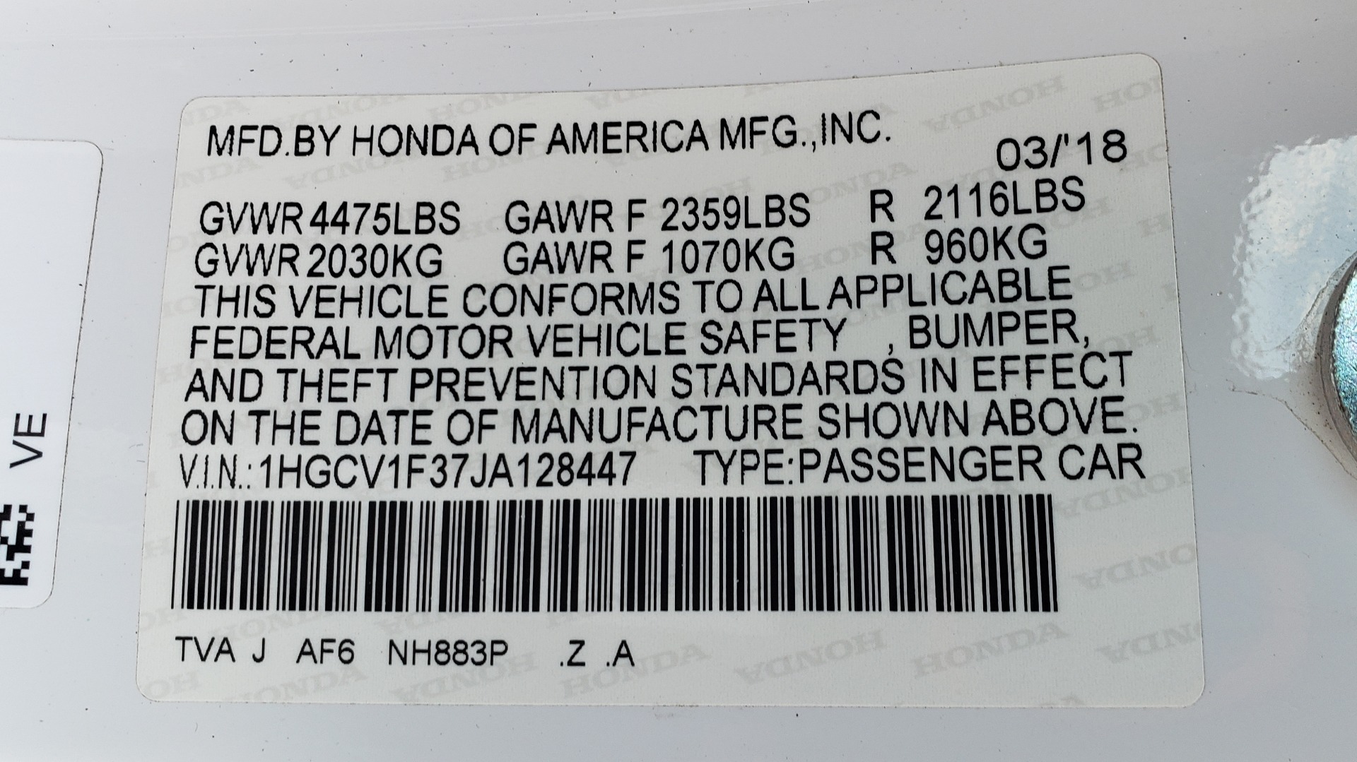 Used 2018 Honda ACCORD SEDAN SPORT 1.5T / CVT TRANS / FWD / 19IN WHEELS for sale Sold at Formula Imports in Charlotte NC 28227 74