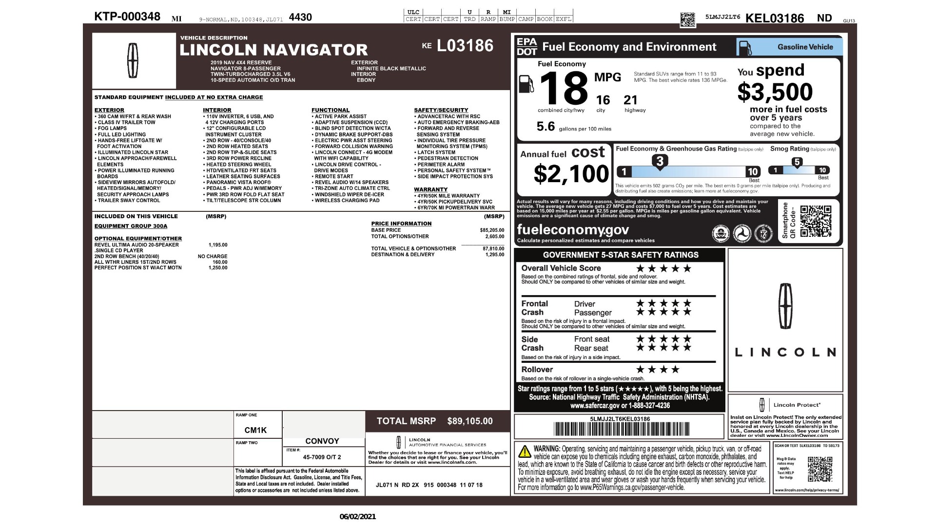 Used 2019 Lincoln NAVIGATOR RESERVE 4X4 / NAV / PANO-ROOF / REVEL ULTIMA AUDIO / 3-ROW / REARVIEW for sale Sold at Formula Imports in Charlotte NC 28227 101
