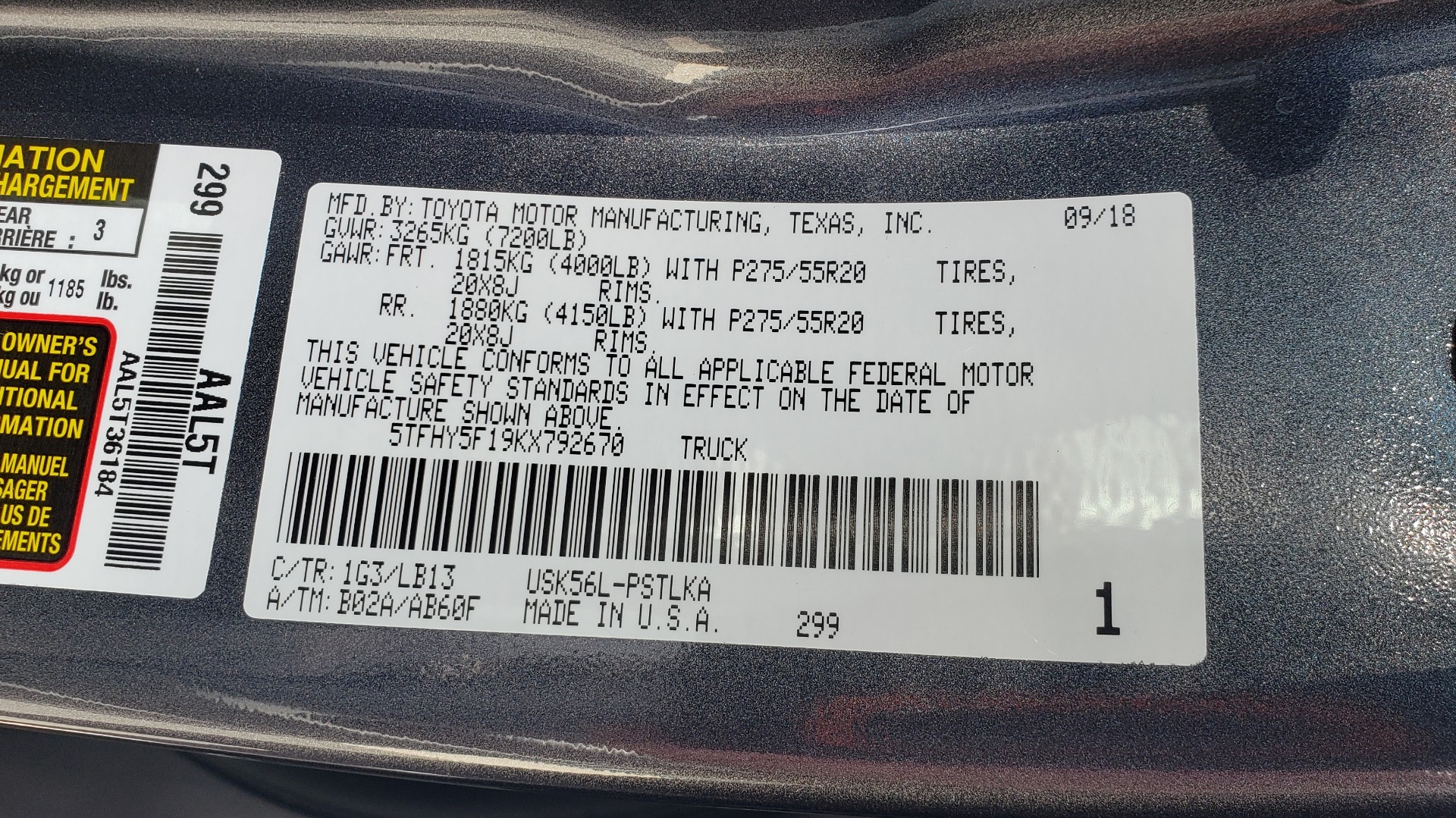 Used 2019 Toyota TUNDRA 4WD LIMITED / 5.7L V8 / 6-SPD AUTO / NAV / SUNROOF / REARVIEW for sale Sold at Formula Imports in Charlotte NC 28227 104