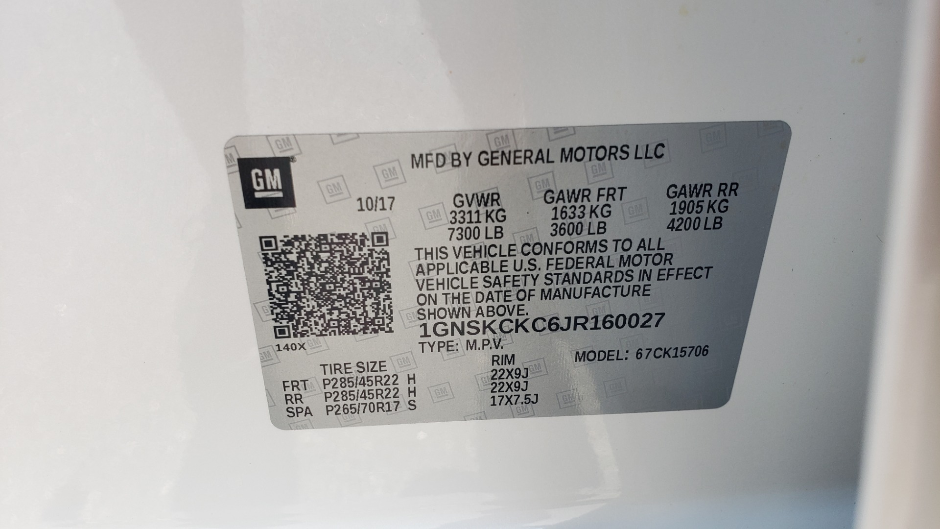 Used 2018 Chevrolet TAHOE PREMIER 4X4 / NAV / BOSE / SUNROOF / ENT SYS / 3-ROW / REARVIEW for sale Sold at Formula Imports in Charlotte NC 28227 90