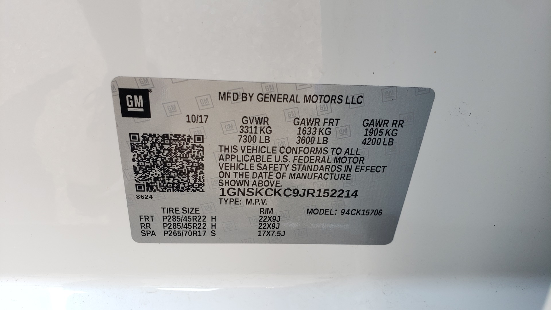 Used 2018 Chevrolet TAHOE PREMIER 4WD / NAV / SUNROOF / BOSE / 3-ROW / HUD / REARVIEW for sale Sold at Formula Imports in Charlotte NC 28227 90