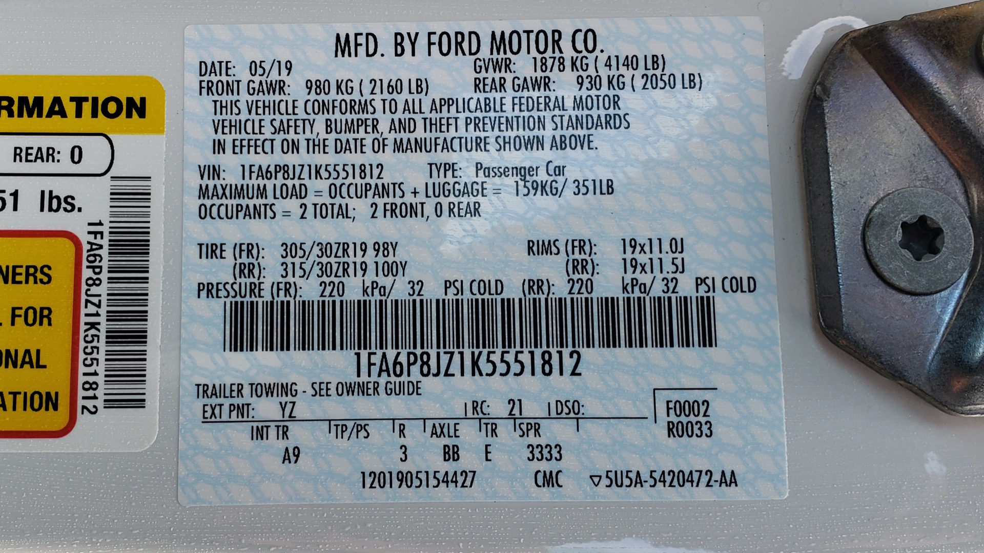 Used 2019 Ford MUSTANG SHELBY GT350R COUPE / B&O SOUND / ELECTRONICS PKG for sale Sold at Formula Imports in Charlotte NC 28227 76
