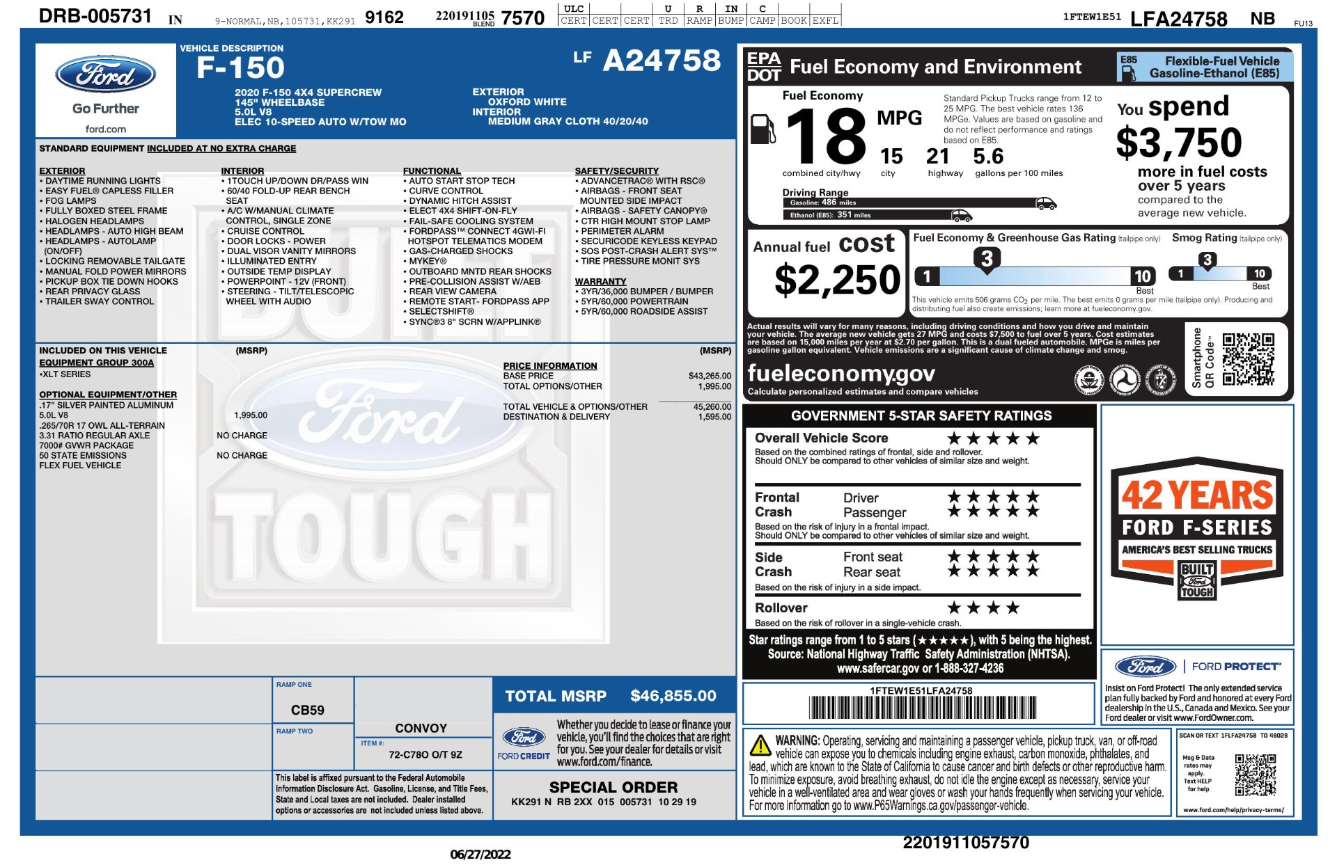 Used 2020 Ford F-150 XLT / 5.0L V8 / CREW CAB 4X4 / 17IN ALUMINUM WHEELS / CLOTH SEATS for sale Sold at Formula Imports in Charlotte NC 28227 51