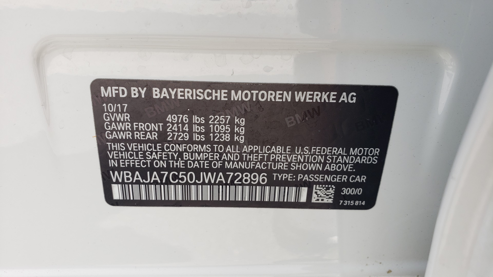 Used 2018 BMW 5 SERIES 530I XDRIVE PREMIUM / PARK ASST / NAV / SUNROOF / REARIEW for sale Sold at Formula Imports in Charlotte NC 28227 82