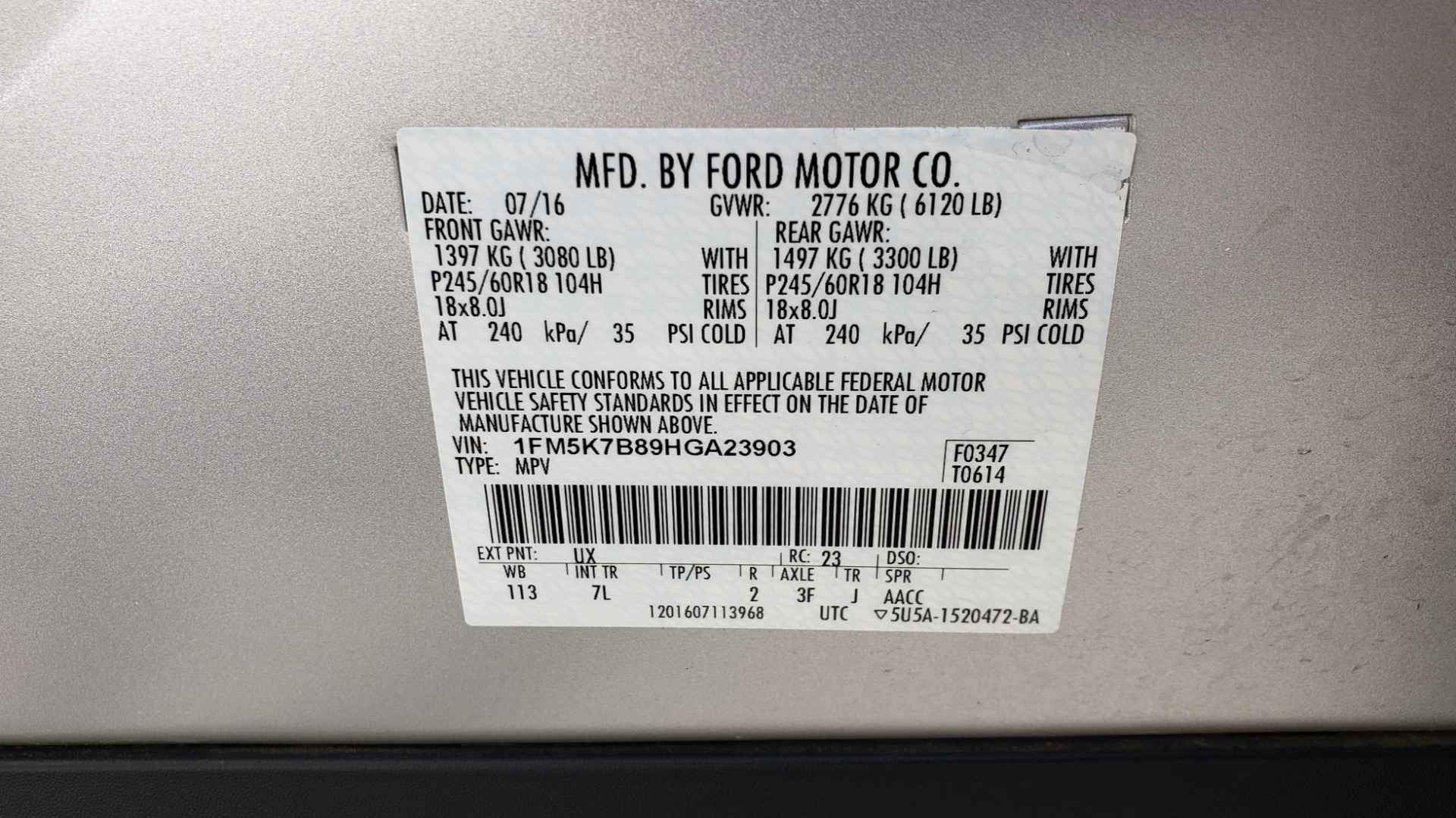 Used 2017 Ford EXPLORER 3.5L V6 / 6-SPD AUTO / BLIND SPOT MONITOR / 3-ROW / SYNC / REARVIEW for sale Sold at Formula Imports in Charlotte NC 28227 88