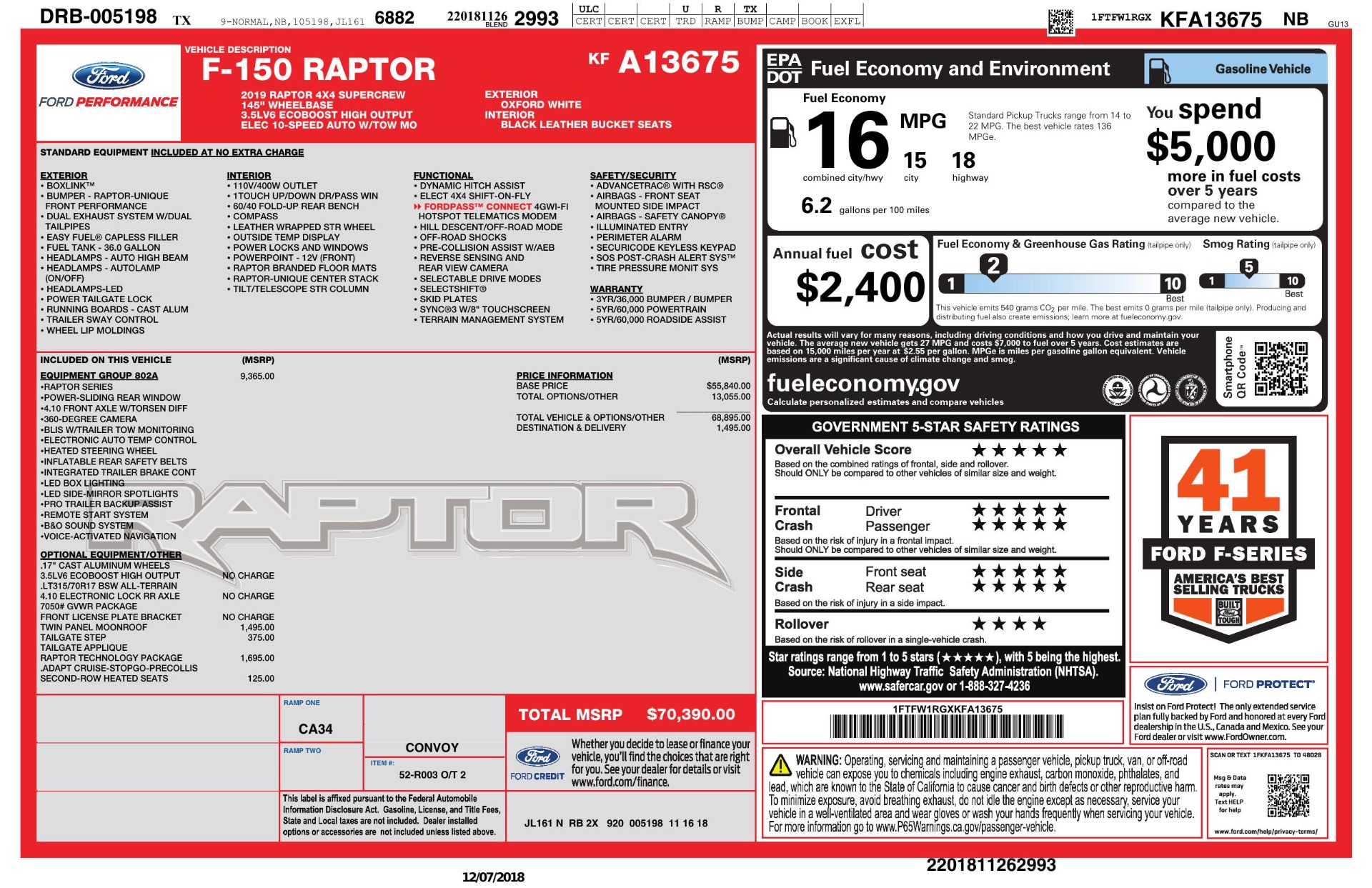 Used 2019 Ford F-150 RAPTOR 4X4 SUPERCREW / NAV / BLIS / B&O SND / REMOTE START / REARVIEW for sale Sold at Formula Imports in Charlotte NC 28227 80