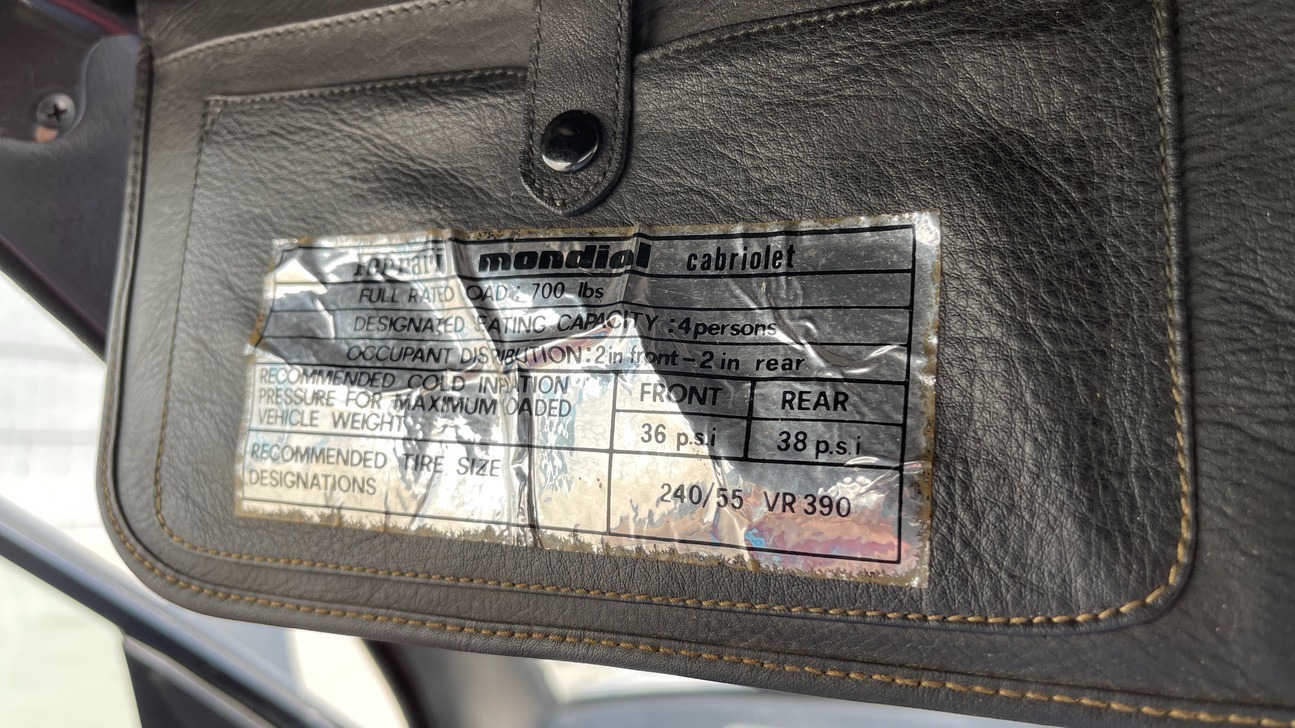 Used 1984 Ferrari MONDIAL 2+2 CABRIOLET / MID-ENGINE 3.0L V8 240HP / 5-SPEED MANUAL / LOW MILES for sale Sold at Formula Imports in Charlotte NC 28227 52