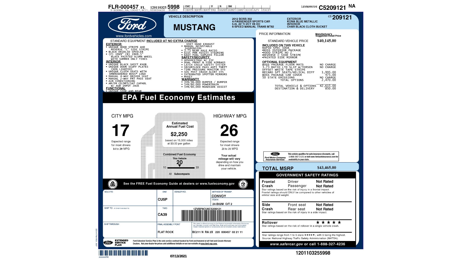 Used 2012 Ford MUSTANG BOSS 302 COUPE / 5.0L / 6-SPD MAN / RECARO SEATS / 3.73 GEARS for sale Sold at Formula Imports in Charlotte NC 28227 87