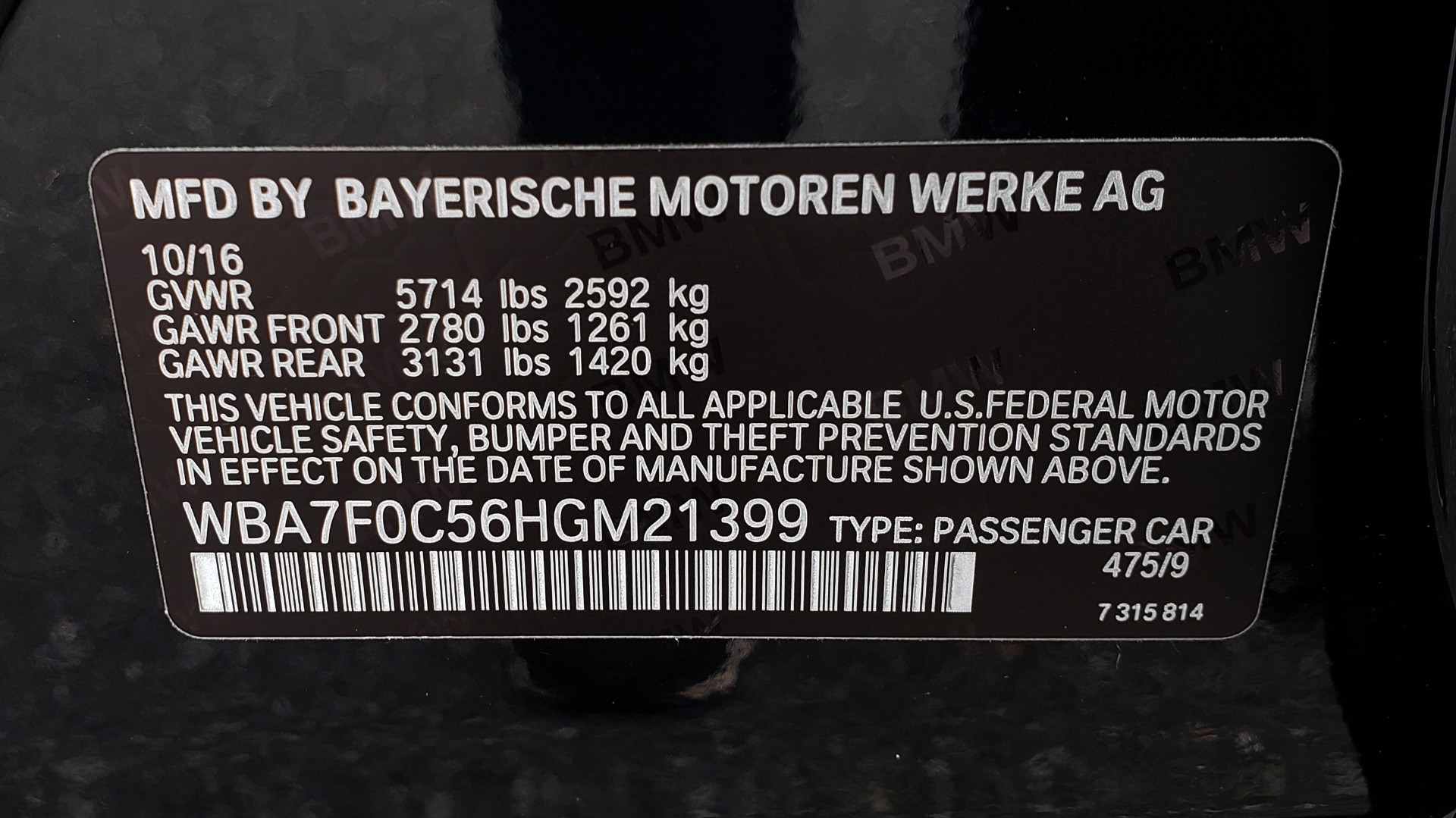 Used 2017 BMW 7 SERIES 750i M-SPORT / AUTOBAHN / EXEC / DRVR ASST PLUS II / CLD WTHR for sale Sold at Formula Imports in Charlotte NC 28227 87