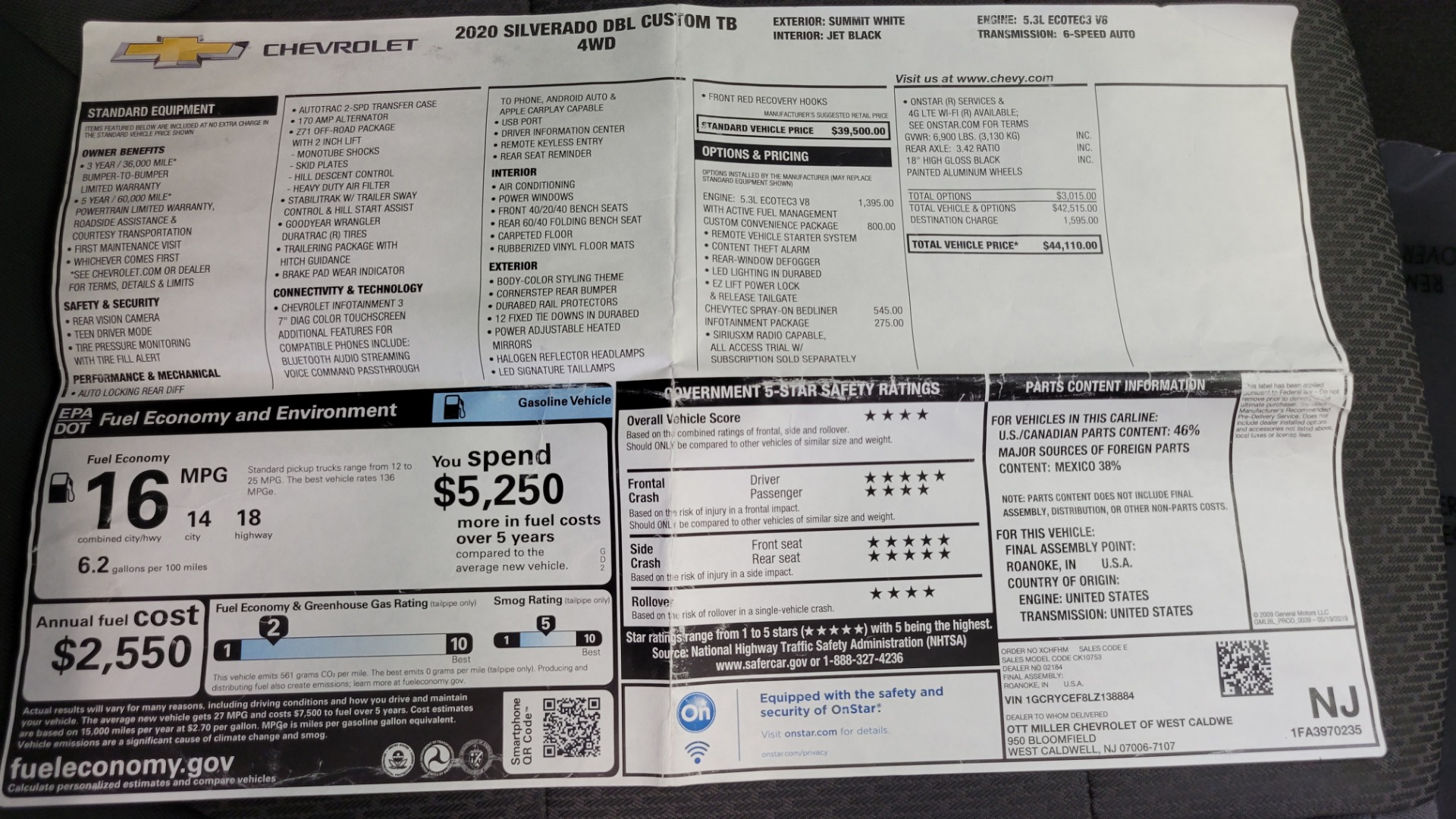 Used 2020 Chevrolet SILVERADO 1500 CUSTOM TRAIL BOSS 4X4 5.3L / REMOTE START / WIFI / REARVIEW for sale Sold at Formula Imports in Charlotte NC 28227 89