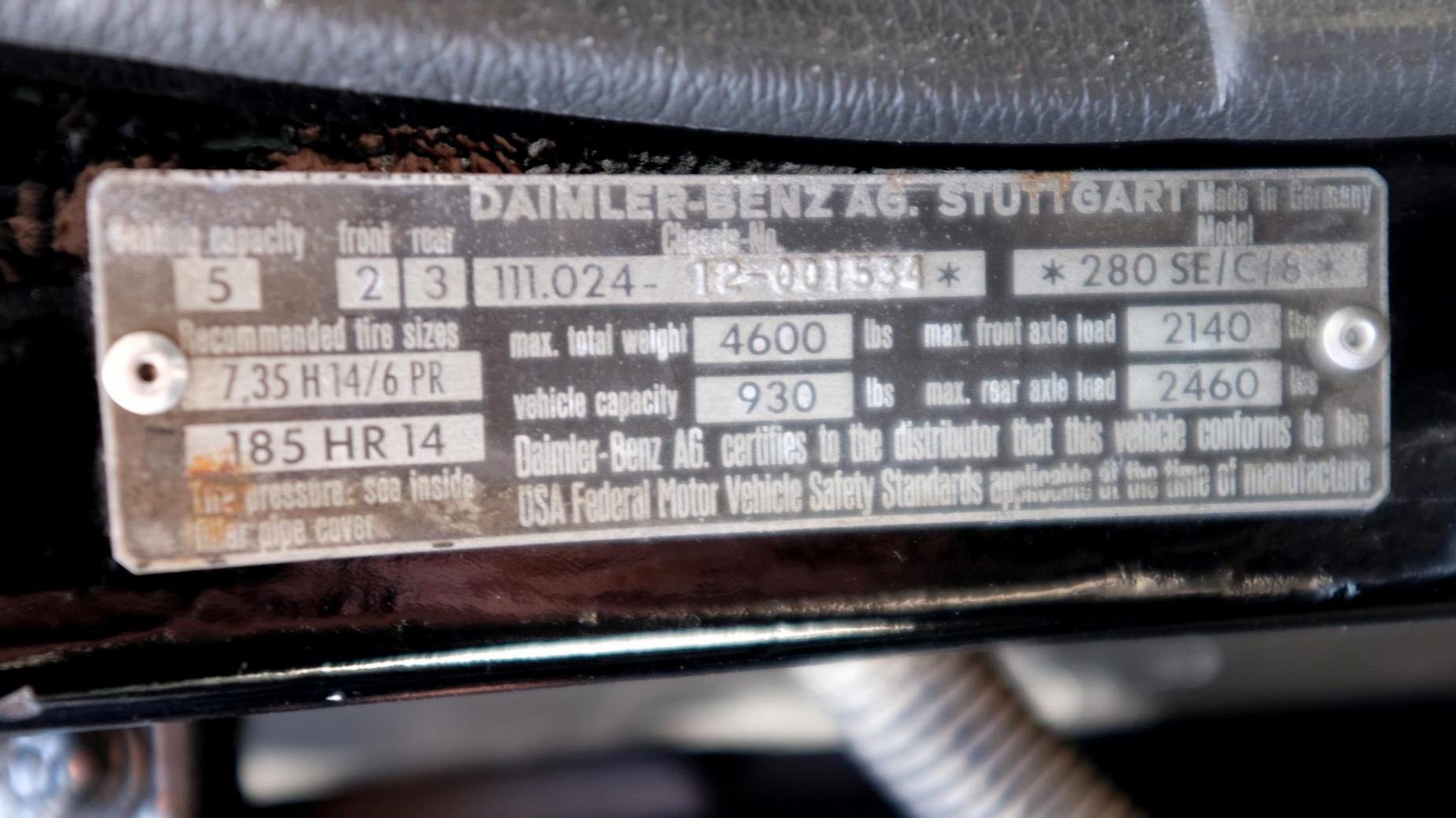 Used 1969 Mercedes-Benz 280SE COUPE / AIR CONDITIONING / PWR WNDWS / CUSTOM STEREO for sale $78,999 at Formula Imports in Charlotte NC 28227 36