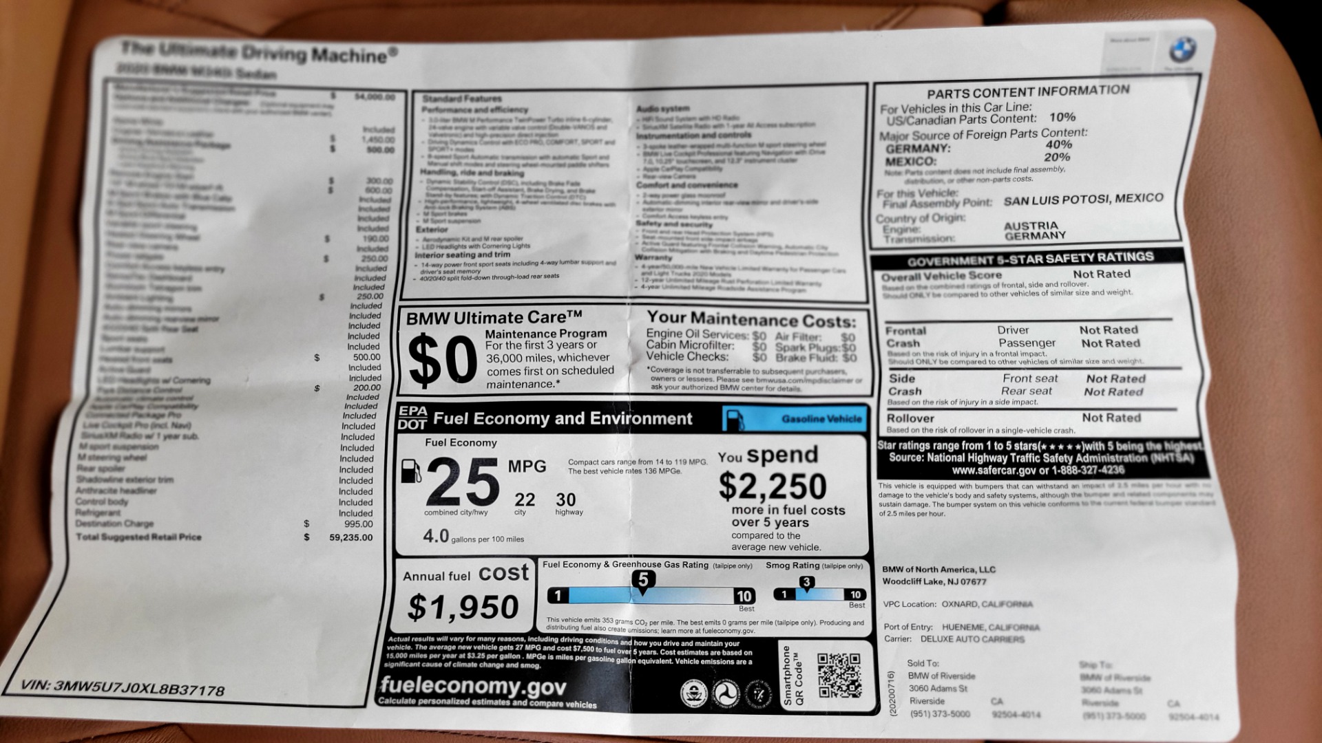 Used 2020 BMW 3 SERIES M340I 3.0L SEDAN / DRVR ASST PKG / HTD STS / REMOTE START / PARK DIST CNTRL for sale Sold at Formula Imports in Charlotte NC 28227 85