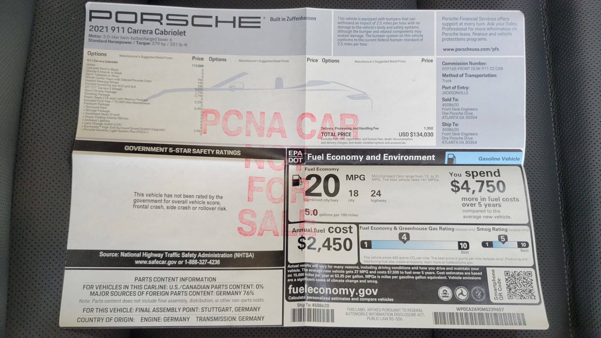 Used 2021 Porsche 911 CARRERA CABRIOLET / PREM PKG / INNODRIVE / CHRONO / BURMESTER / REARVIEW for sale Sold at Formula Imports in Charlotte NC 28227 78