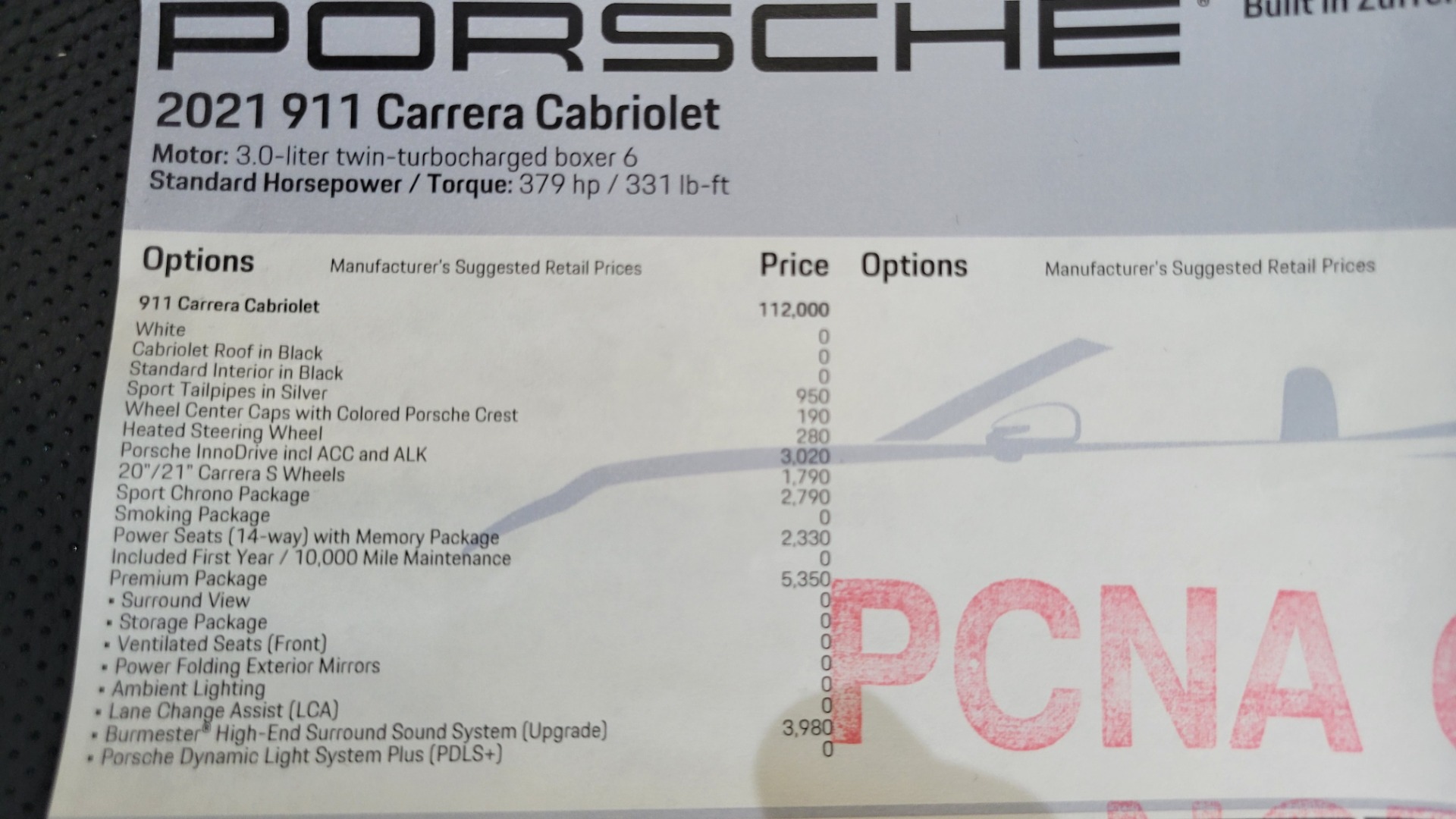 Used 2021 Porsche 911 CARRERA CABRIOLET / PREM PKG / INNODRIVE / CHRONO / BURMESTER / REARVIEW for sale Sold at Formula Imports in Charlotte NC 28227 79