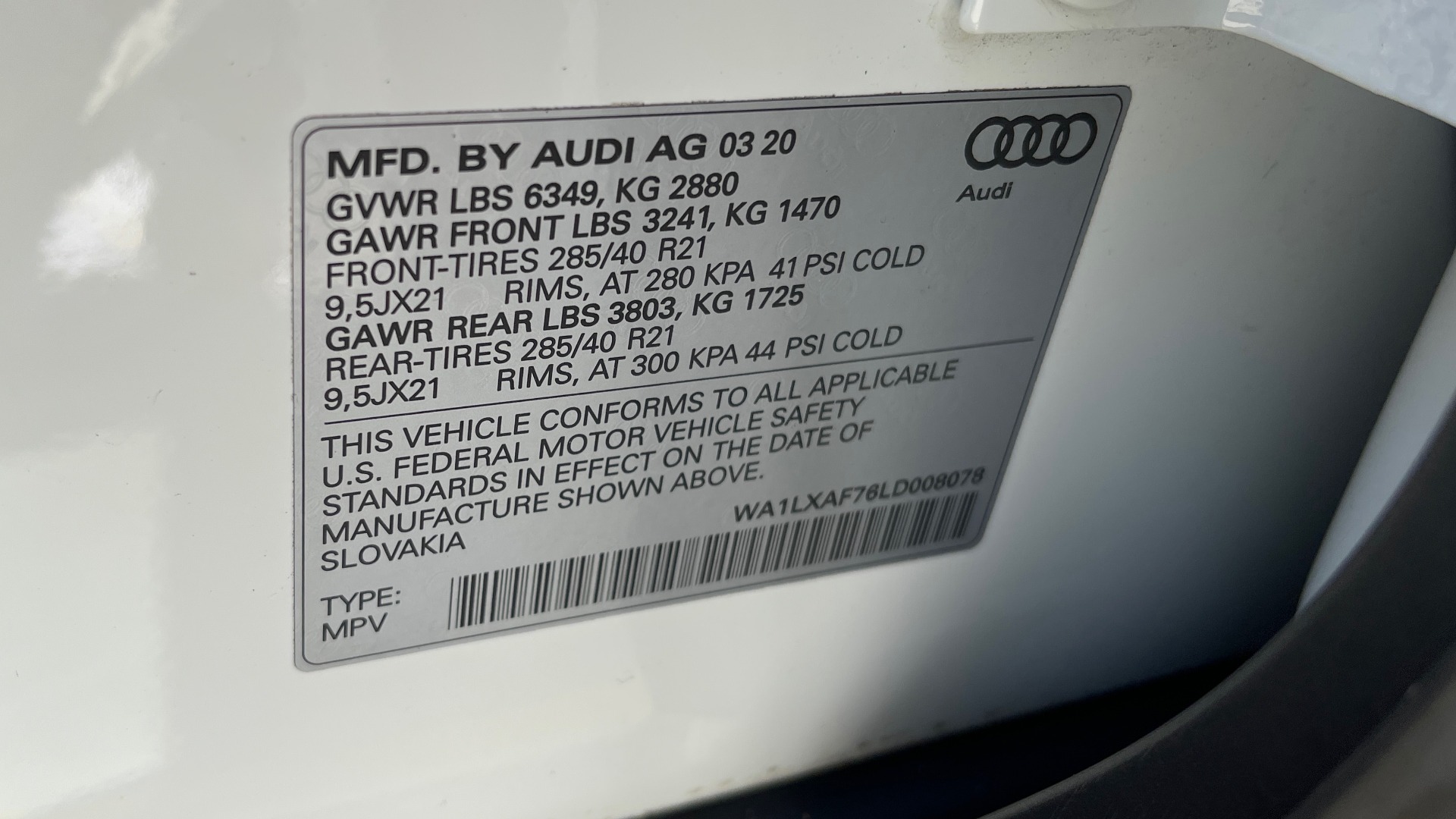Used 2020 Audi Q7 PREMIUM PLUS 3.0L / CLD WTHR / BLACK OPTIC / WARM WTHR / TOWING / REARVIEW for sale Sold at Formula Imports in Charlotte NC 28227 78