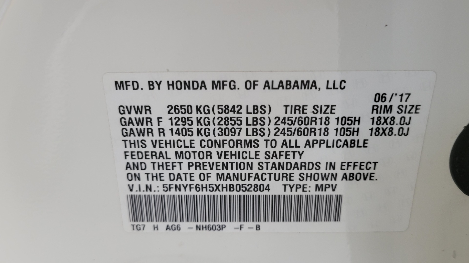 Used 2017 Honda PILOT EX-L AWD / 3.5L V6 / AUTO / SUNROOF / 3-ROW / REARVIEW for sale Sold at Formula Imports in Charlotte NC 28227 92