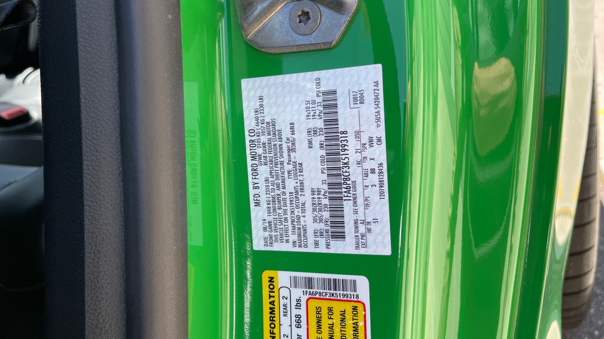 Used 2019 Ford MUSTANG GT PREMIUM COUPE / MANUAL / NAV /A/C / VENTILATED SEATS / 19IN WHLS / REARV for sale Sold at Formula Imports in Charlotte NC 28227 75