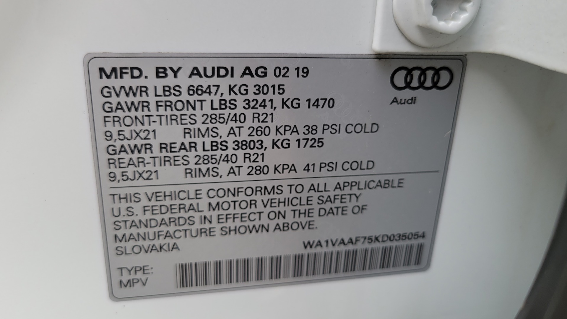 Used 2019 Audi Q7 PRESTIGE / CONV PKG / BOSE / HUD / CLD WTHR / TOWING / REARVIEW for sale Sold at Formula Imports in Charlotte NC 28227 110