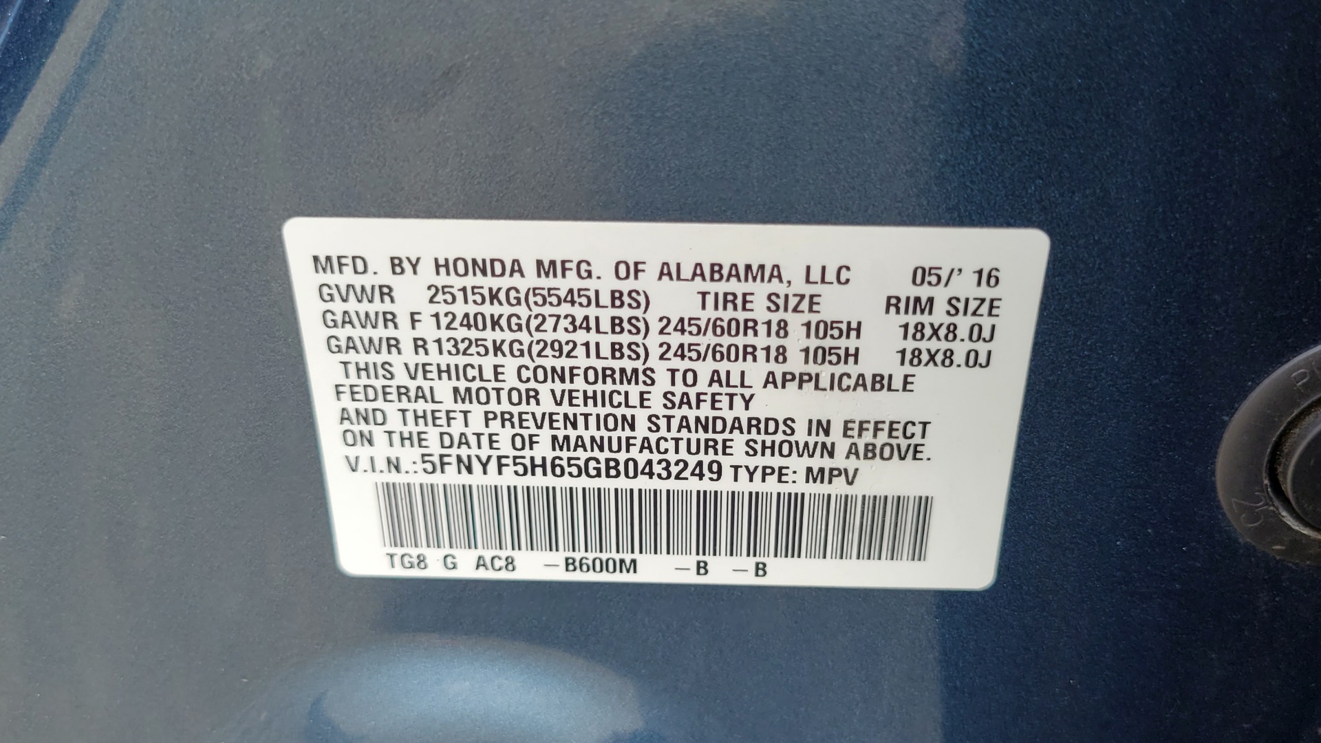 Used 2016 Honda PILOT EX-L / 2WD / 4-DR W/HONDA SENSING / SUNROOF / 3-ROWS for sale Call for price at Formula Imports in Charlotte NC 28227 89