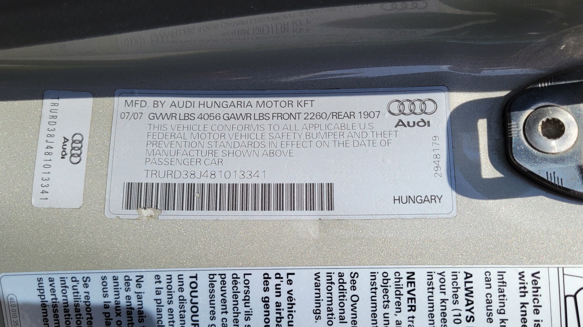 Used 2008 Audi TT 3.2L CONVERTIBLE / MANUAL / 19IN WHEELS / LOW MILES for sale Sold at Formula Imports in Charlotte NC 28227 82