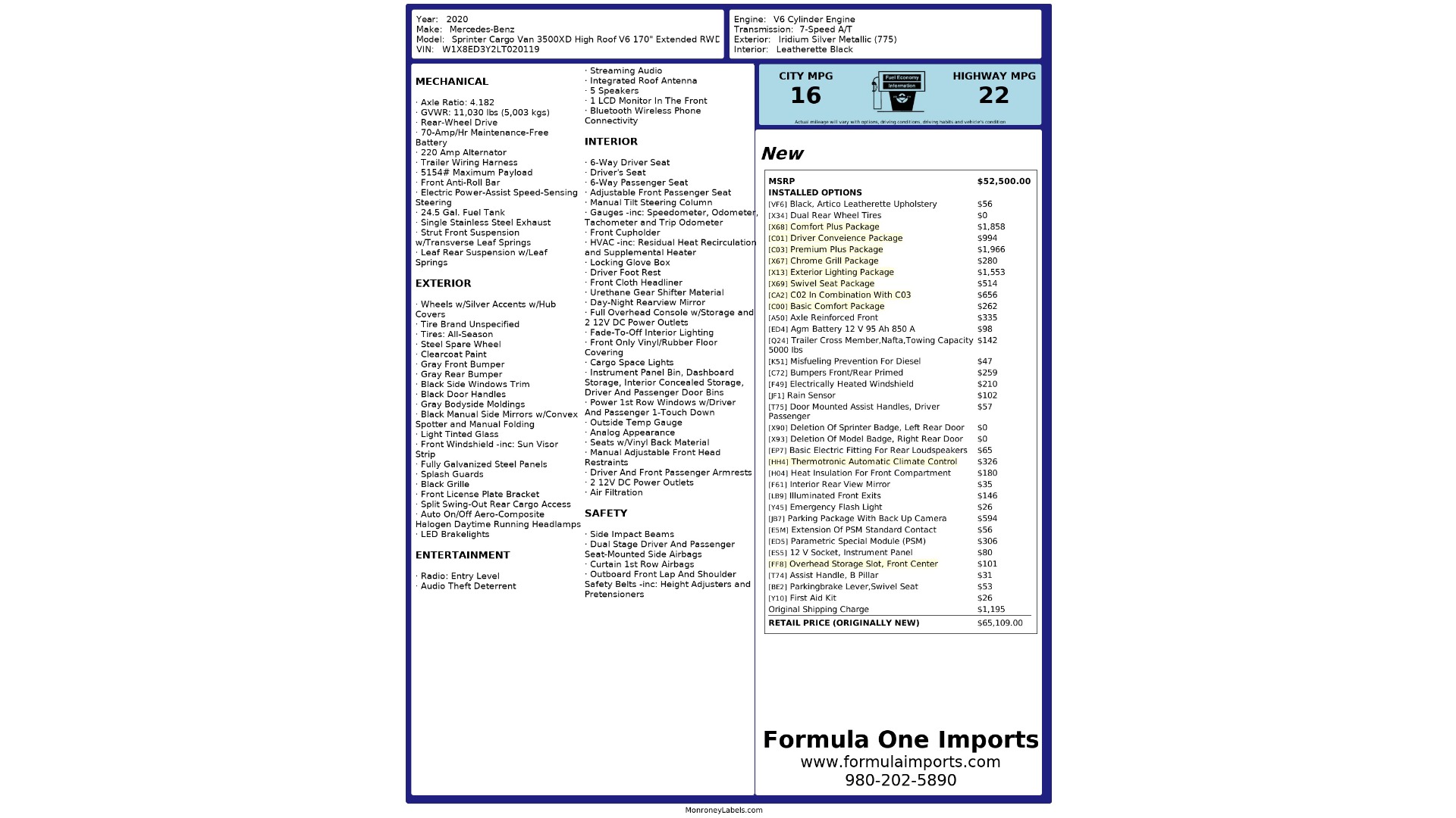 Used 2020 Mercedes-Benz MIDWEST AMERICAN PATRIOT CONVERSION / SHOWER / TV / FRIDGE / MICROWAVE for sale Sold at Formula Imports in Charlotte NC 28227 120