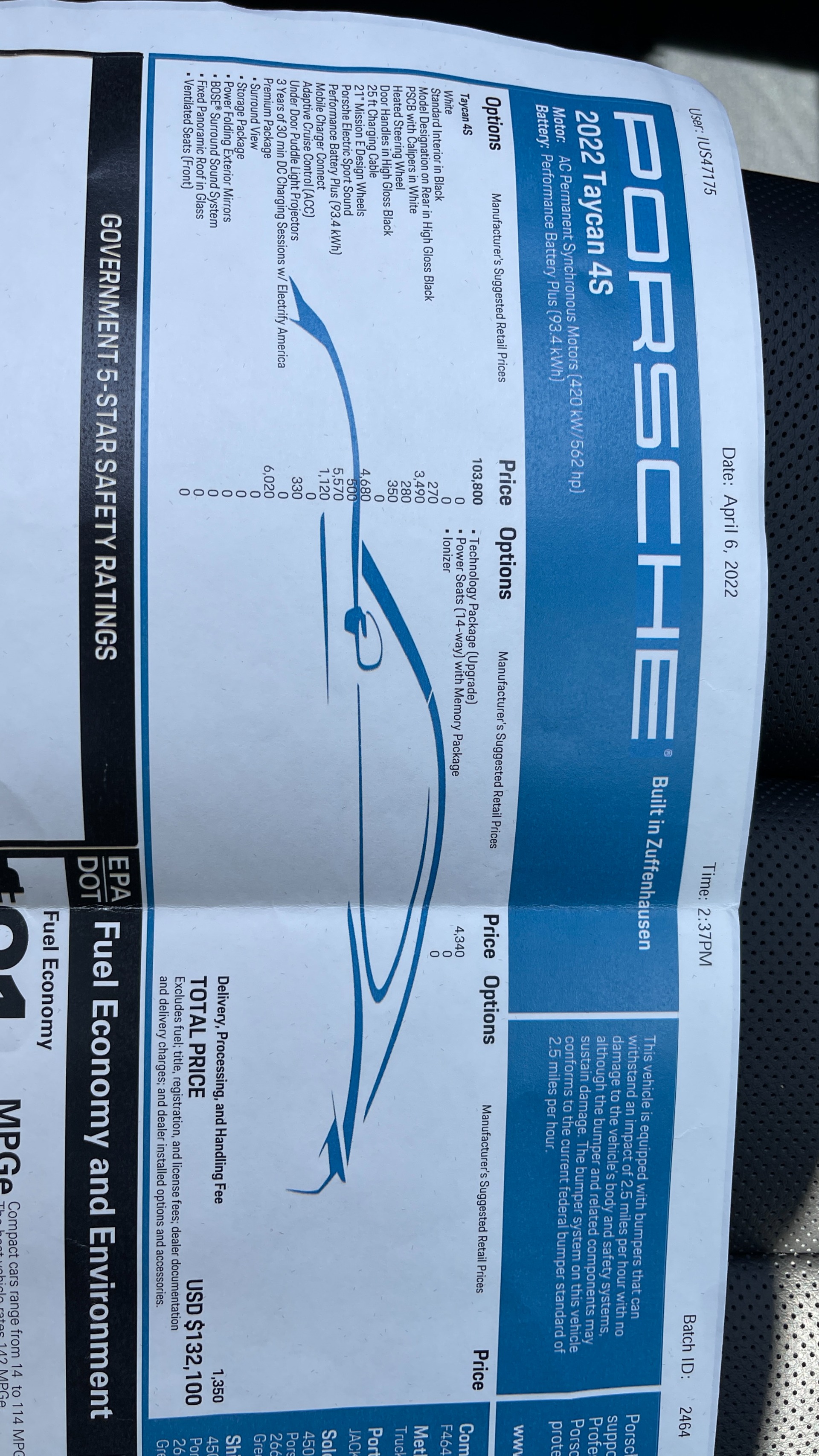 Used 2022 Porsche TAYCAN 4S PREMIUM ELECTRIC SEDAN / TECH / BOSE / PANO-ROOF / CAMERA for sale Sold at Formula Imports in Charlotte NC 28227 73