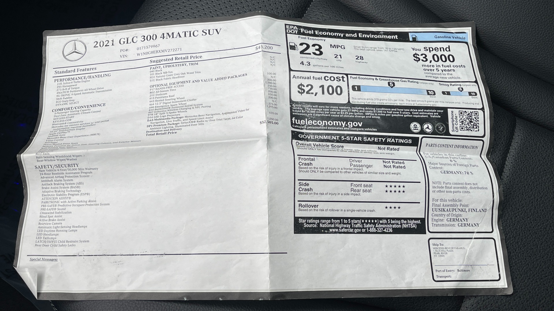 Used 2021 Mercedes-Benz GLC GLC 300 / 4MATIC / DASHCAM / PANORAMIC ROOF / WIRELESS CHARING / PREMIUM for sale $44,995 at Formula Imports in Charlotte NC 28227 49