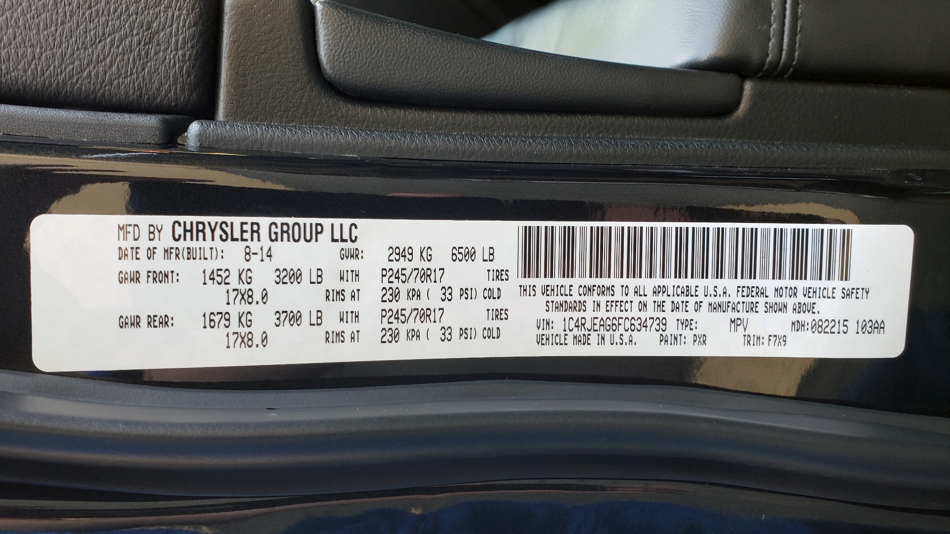Used 2015 Jeep GRAND CHEROKEE LAREDO / 4X2 / 3.6L V6 / AUTO / 17IN WHEELS for sale Sold at Formula Imports in Charlotte NC 28227 65