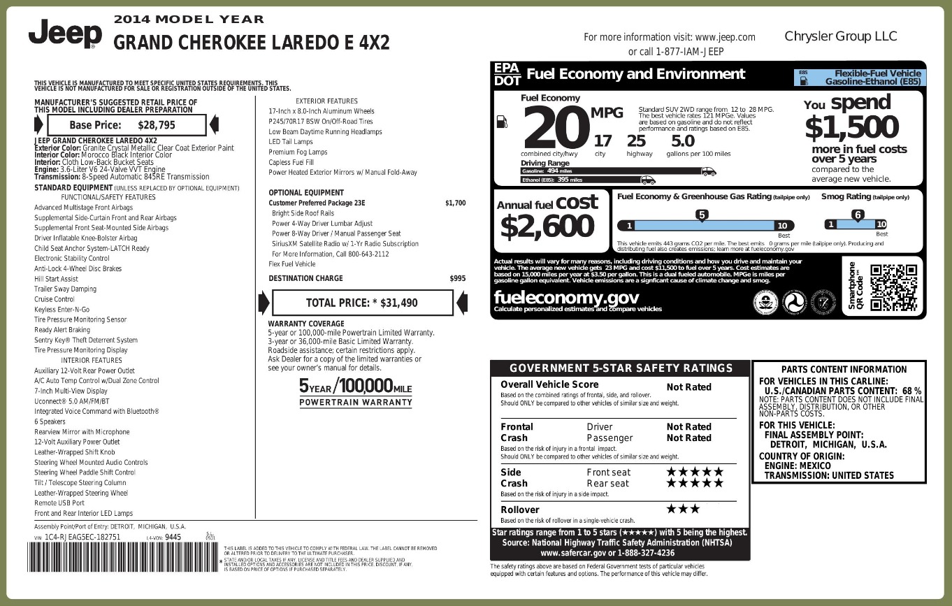 Used 2014 Jeep Grand Cherokee Laredo for sale Sold at Formula Imports in Charlotte NC 28227 54