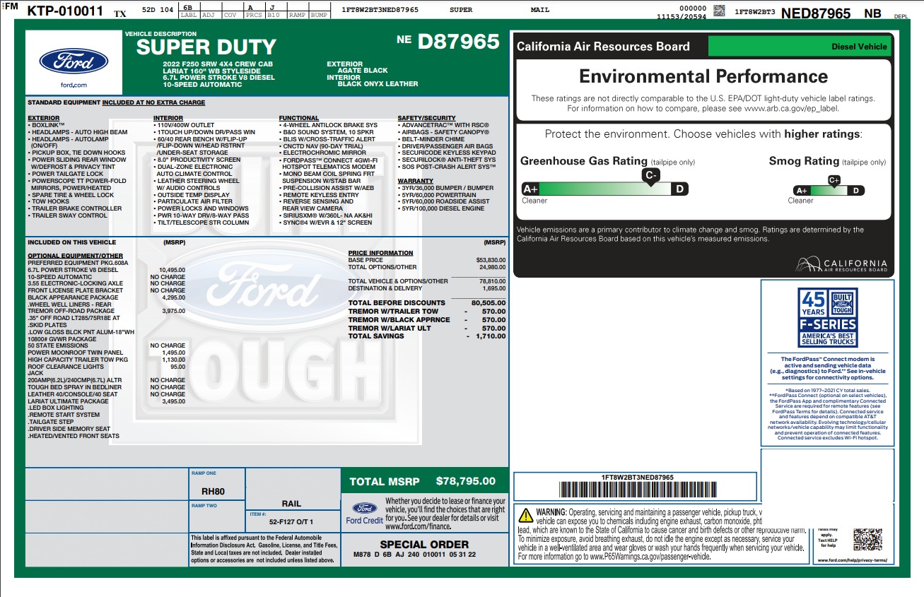 Used 2022 Ford Super Duty F-250 SRW Lariat LARIAT for sale Sold at Formula Imports in Charlotte NC 28227 79