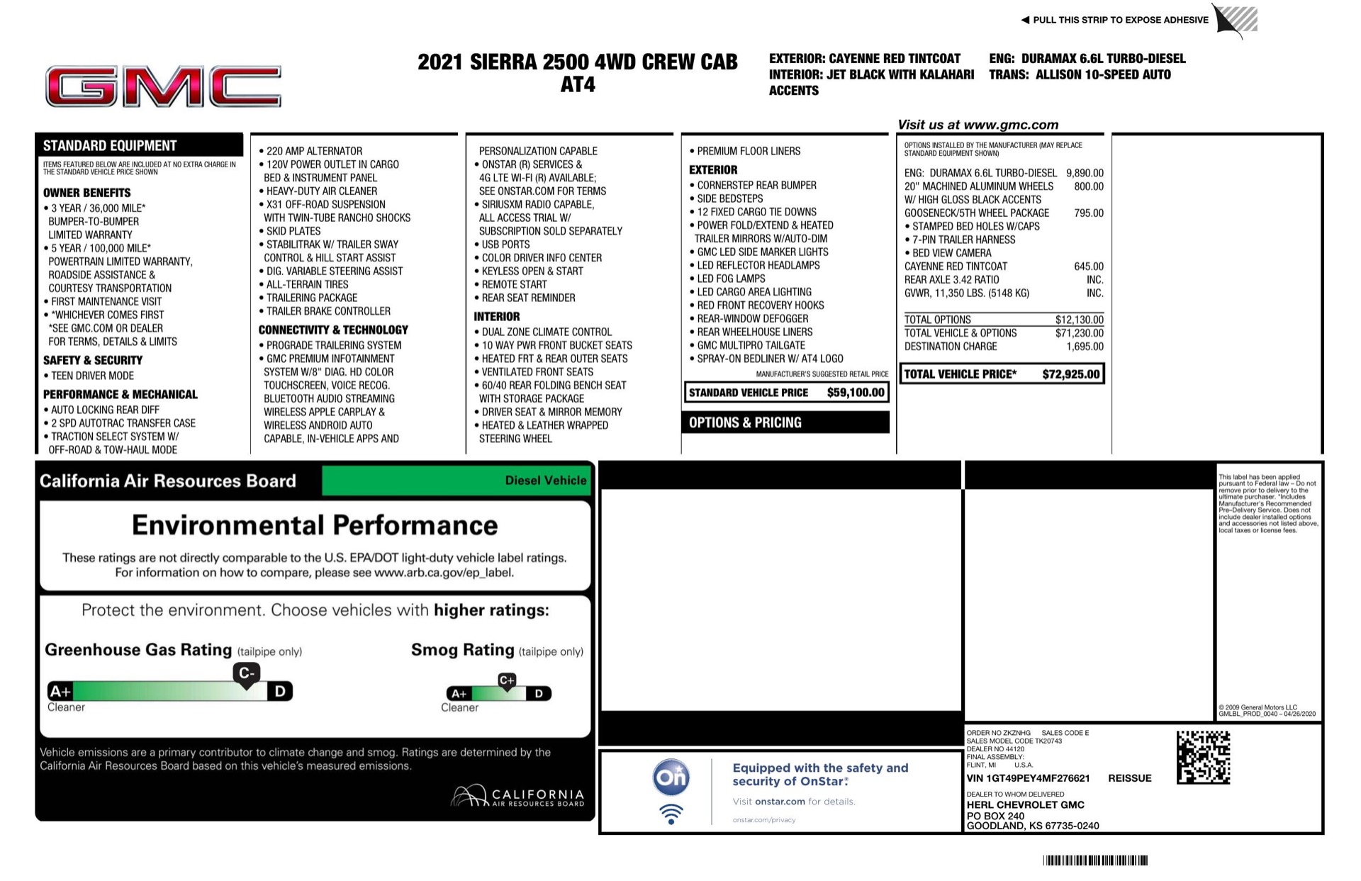 Used 2021 GMC Sierra 2500HD AT4 / DURAMAX / CREW CAB / 4X4 / LEATHER / ALLISON TRANSMISSION for sale Sold at Formula Imports in Charlotte NC 28227 7