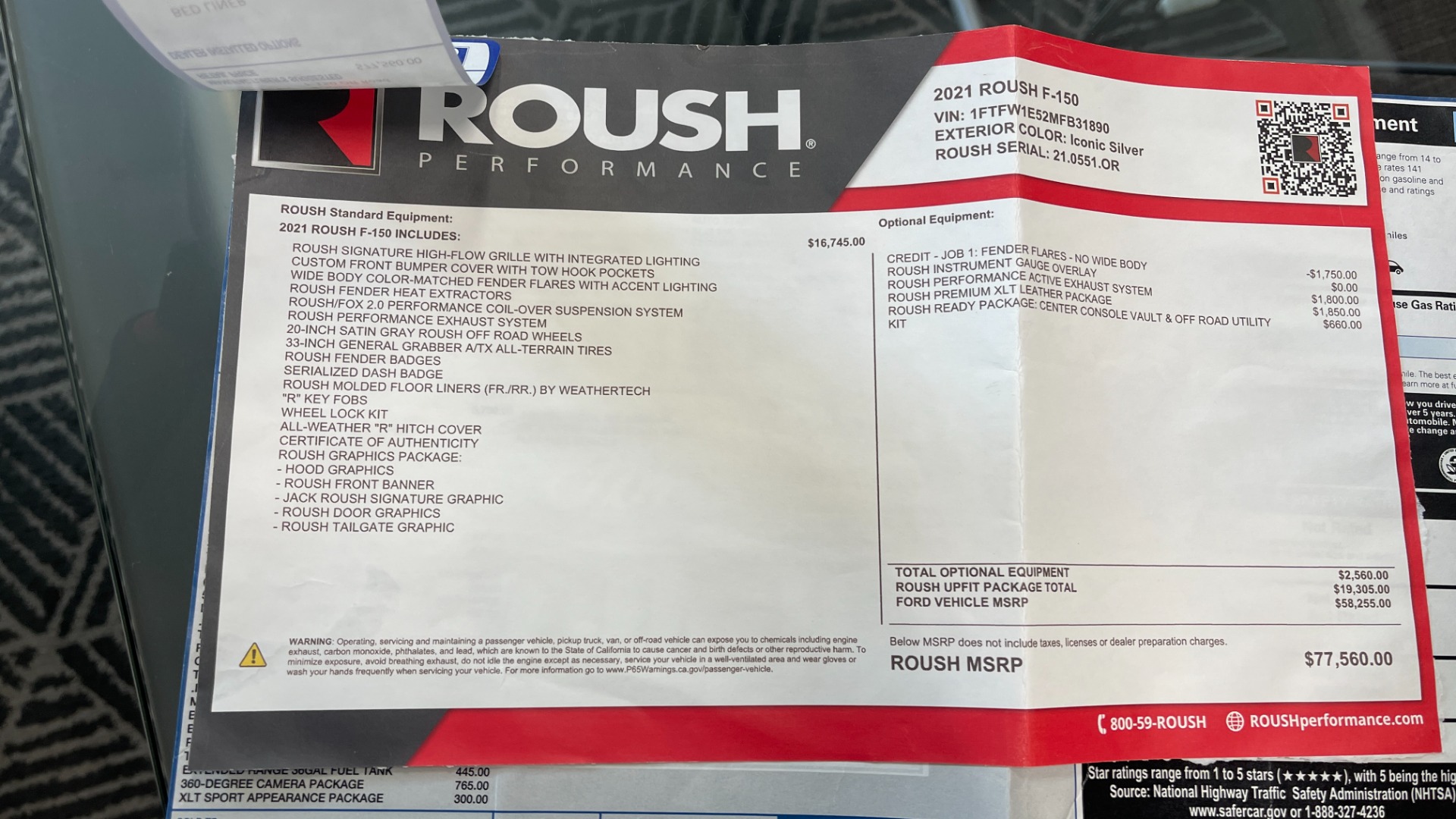 Used 2021 Ford F-150 ROUSH / 5.0 V8 / LEATHER / ACTIVE EXHAUST / FOX SHOCKS / CONSOLE SAFE for sale $69,985 at Formula Imports in Charlotte NC 28227 68