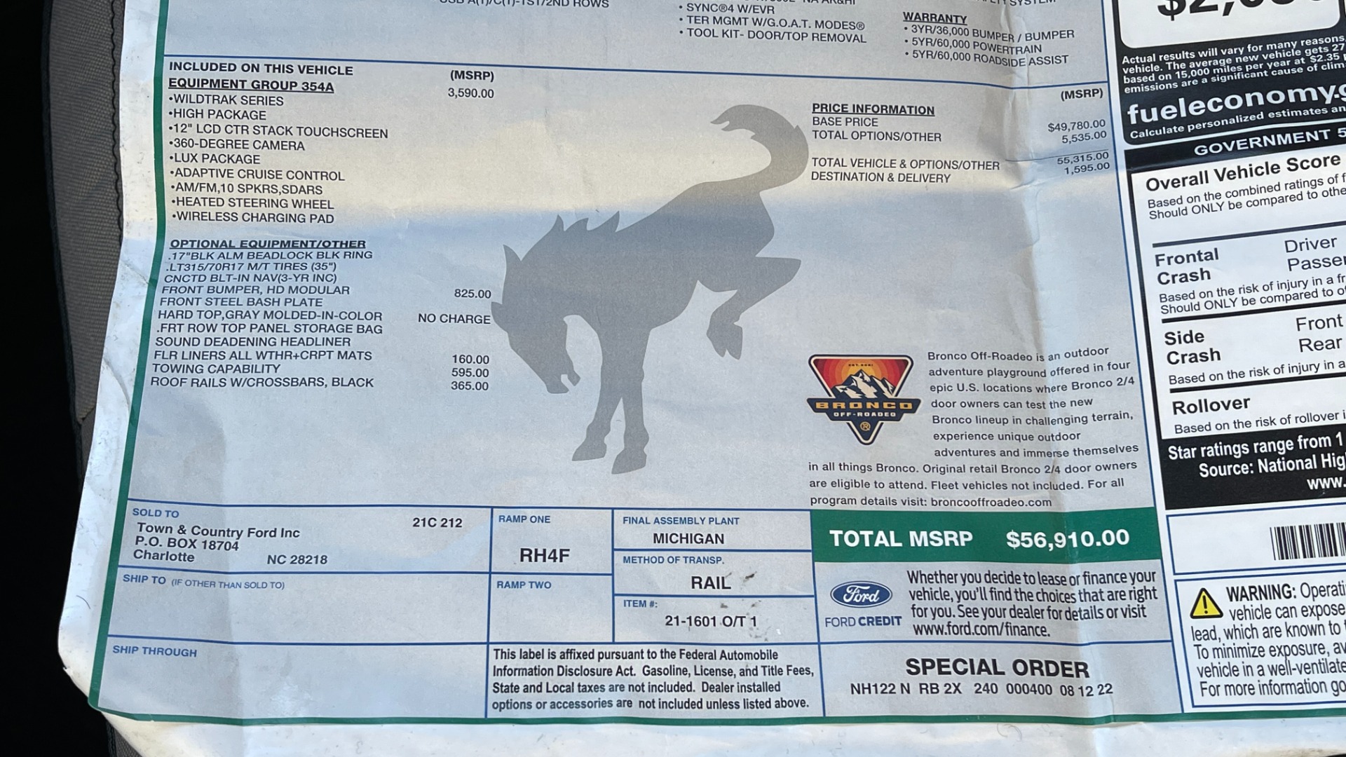 Used 2022 Ford Bronco WILDTRAK / HD FRONT BUMPER / ADAPTIVE CRUISE / HIGH PACKAGE for sale Sold at Formula Imports in Charlotte NC 28227 44