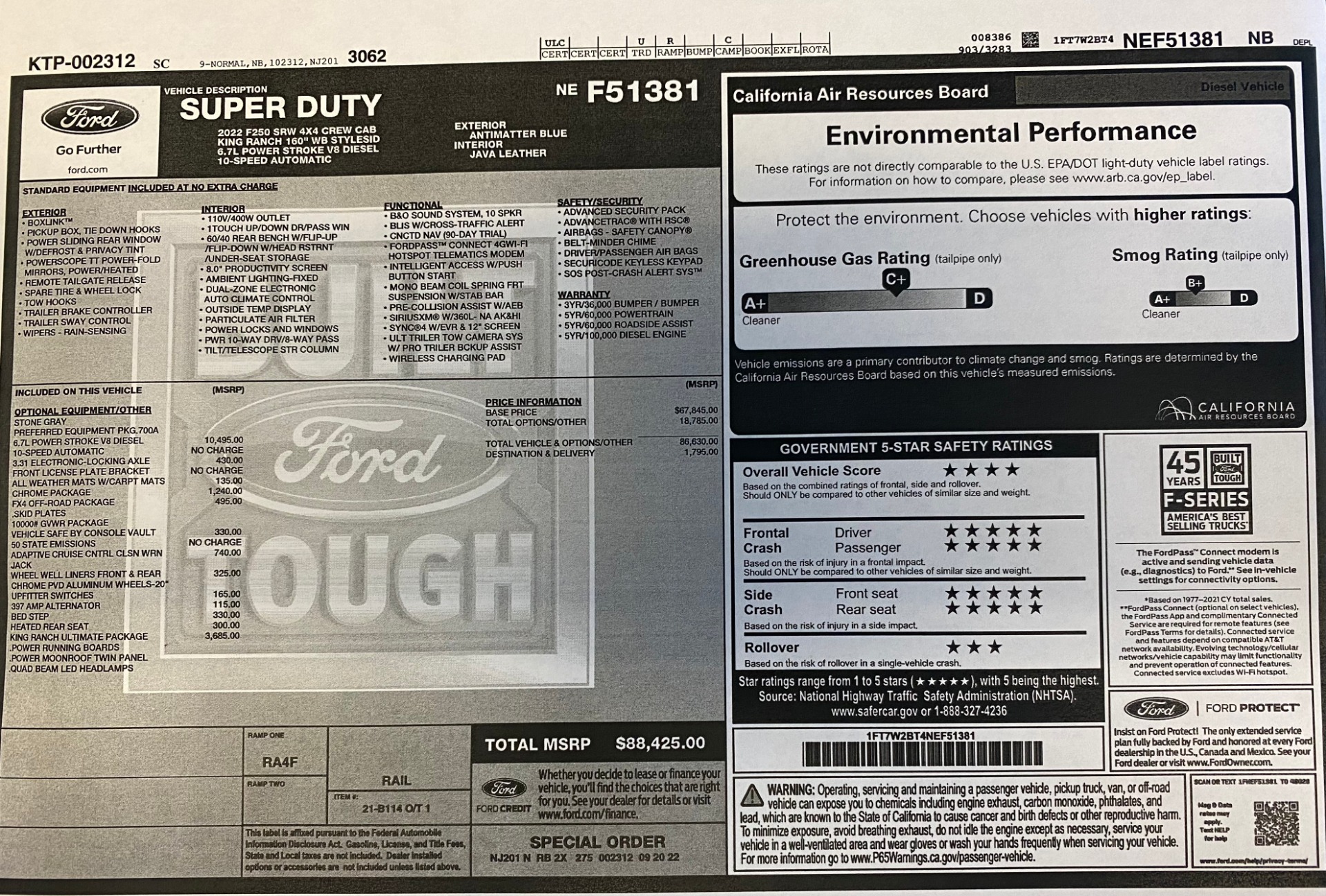 Used 2022 Ford Super Duty F-250 SRW KING RANCH / 6.7L DIESEL / FX4 OFFROAD / ULTIMATE PACKAGE / ADAPTIVE CRUISE for sale Sold at Formula Imports in Charlotte NC 28227 19