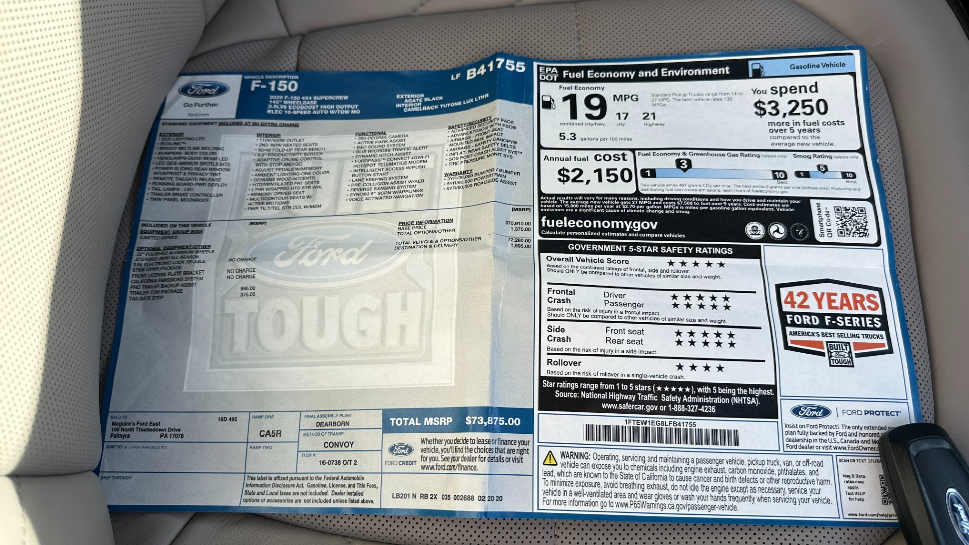 Used 2020 Ford F-150 LIMITED / LOADED OPTIONS / PANORAMIC ROOF / MASSAGE / ADAPTIVE CRUISE for sale Sold at Formula Imports in Charlotte NC 28227 53