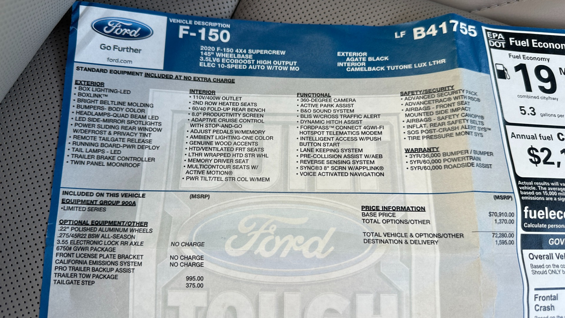 Used 2020 Ford F-150 LIMITED / LOADED OPTIONS / PANORAMIC ROOF / MASSAGE / ADAPTIVE CRUISE for sale Sold at Formula Imports in Charlotte NC 28227 54