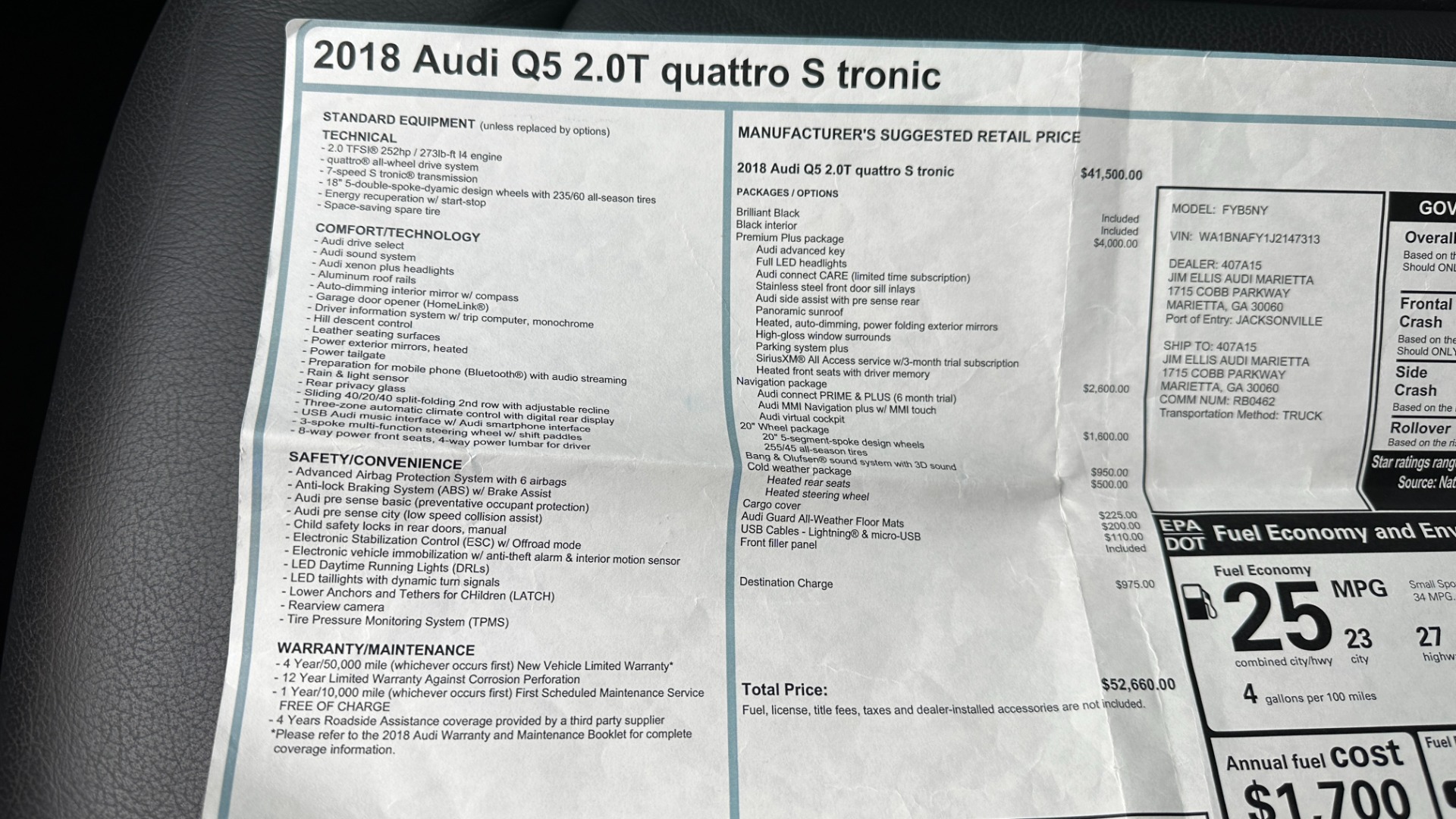 Used 2018 Audi Q5 PREMUM PLUS / NAV / 20IN WHEELS / COLD WEATHER / B AND O SOUND for sale Sold at Formula Imports in Charlotte NC 28227 50