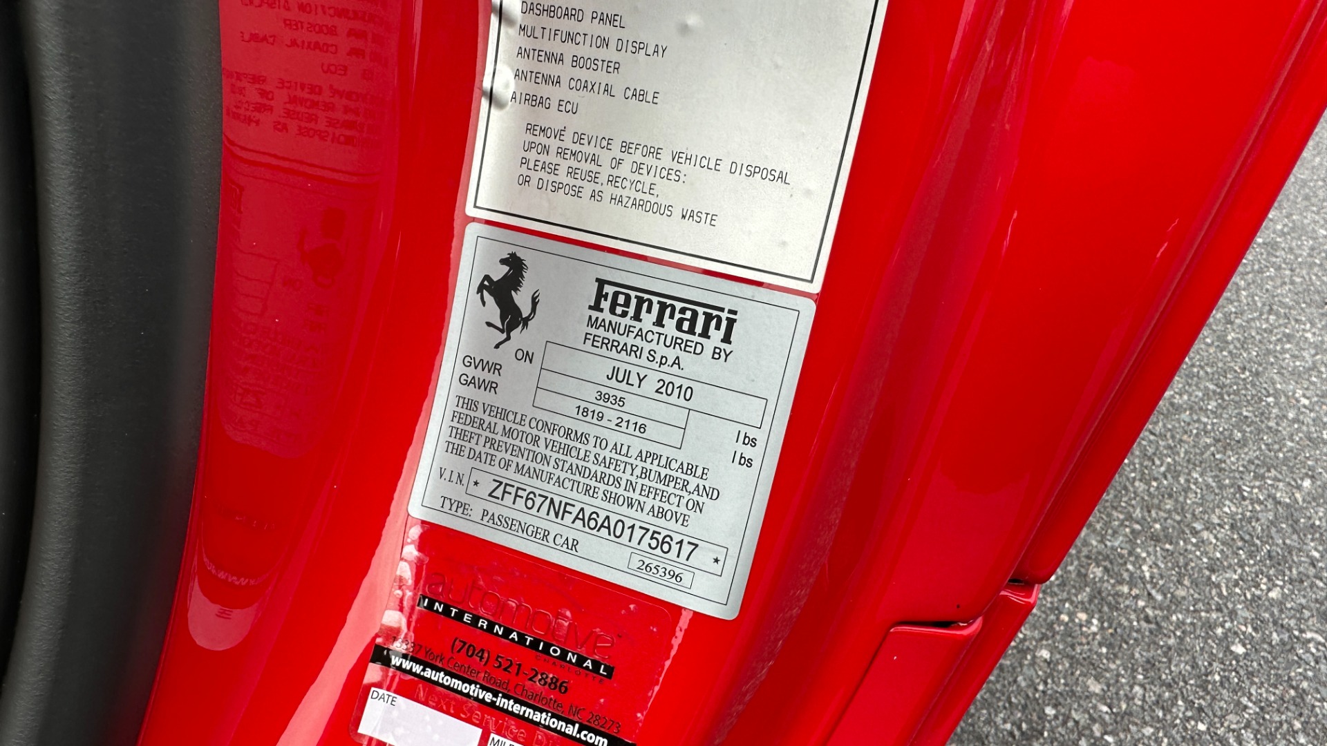Used 2010 Ferrari 458 ITALIA ROSSO CORSA / LOW MILES / CRUISE CONTROL / FERRARI SHIELDS / PPF for sale Sold at Formula Imports in Charlotte NC 28227 64