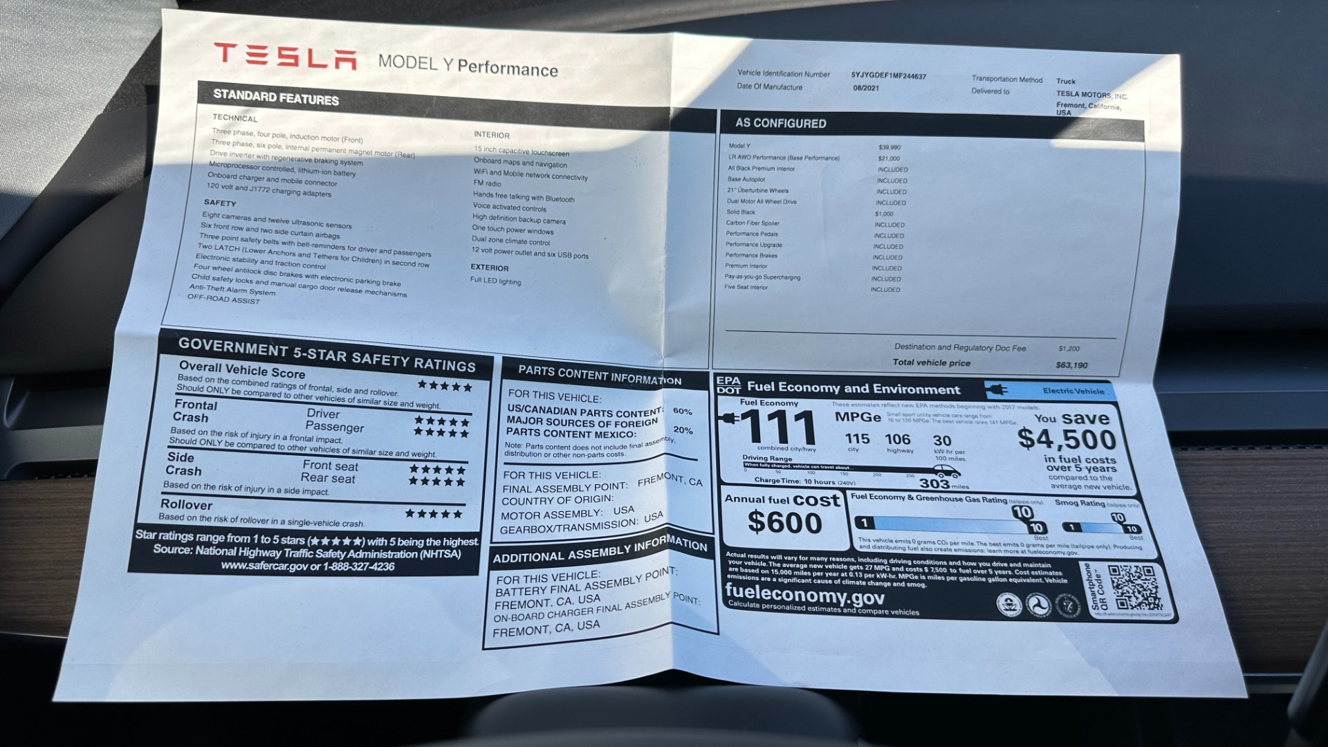 Used 2021 Tesla Model Y PERFORMANCE / AWD DUAL MOTOR / AUTOPILOT / CABON FIBER / TURBINE WHEELS for sale Sold at Formula Imports in Charlotte NC 28227 52